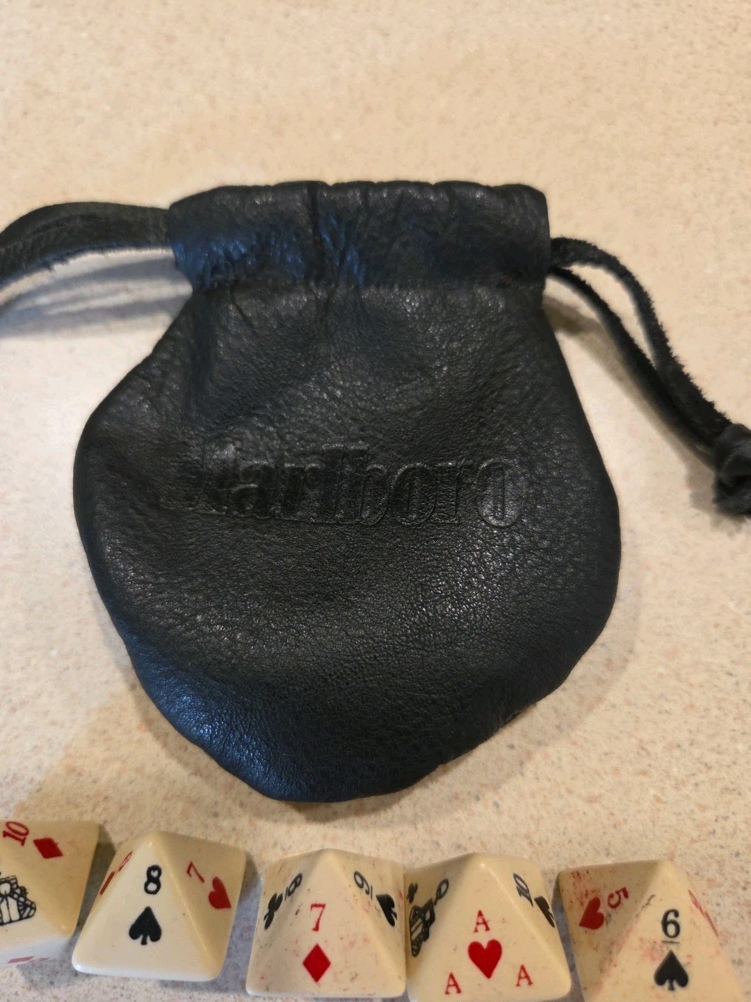 Vintage Marlboro leather game pouch With Vintage Dice