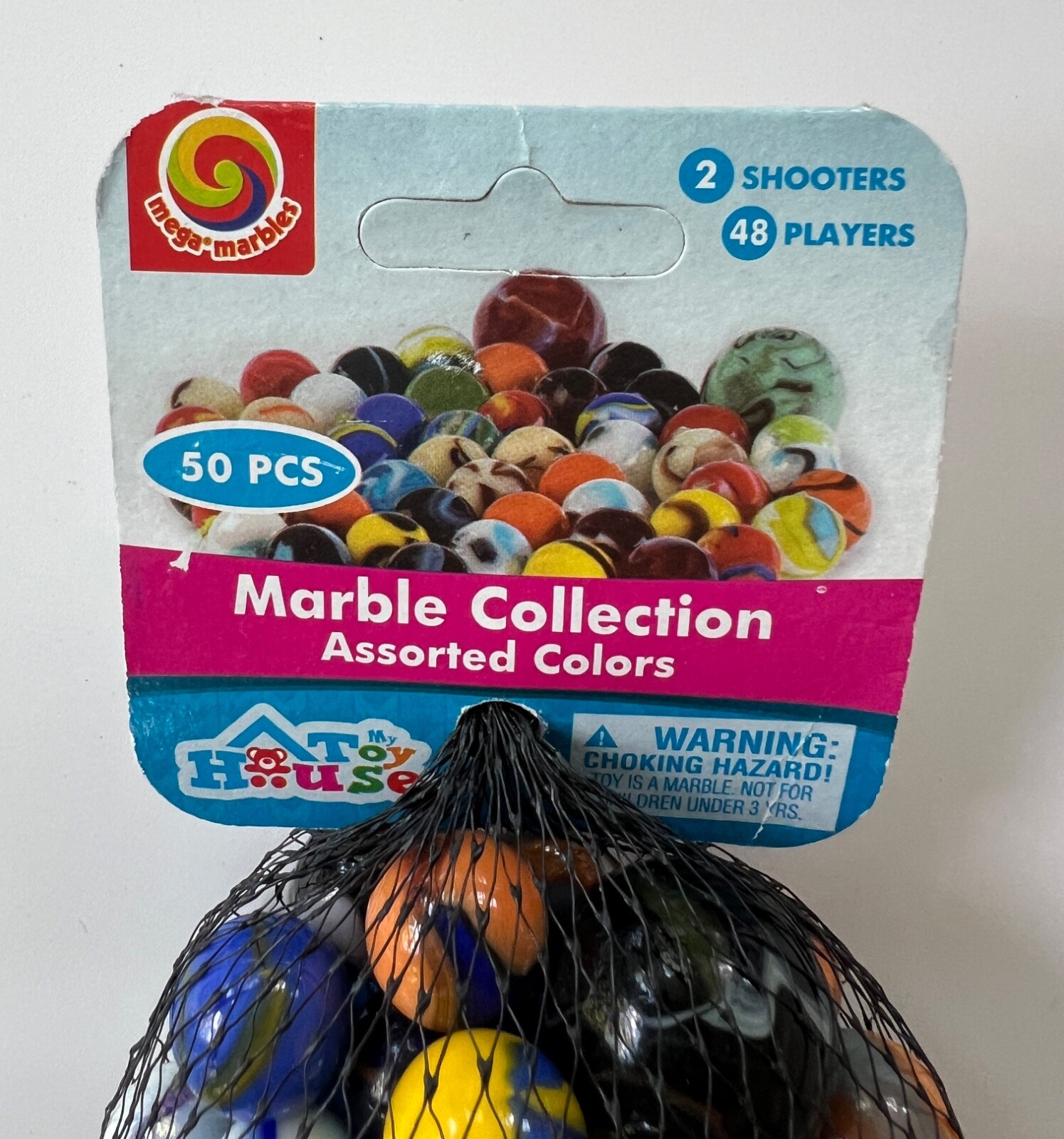 Mega Marbles/My Toy House – 50 PCS Assorted Colors 48 Players/2 Shooters #11724