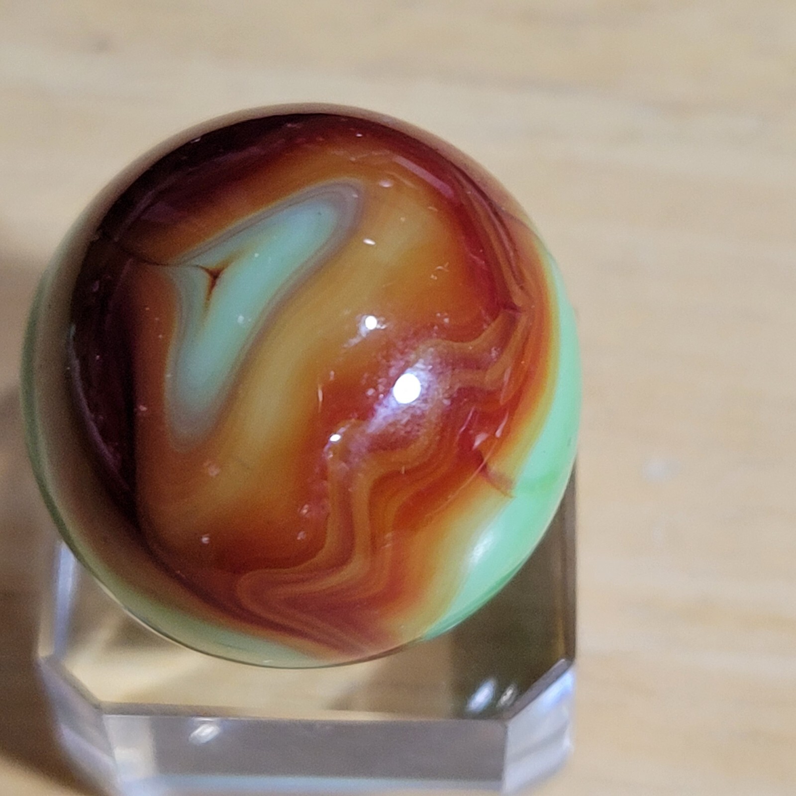 POLISHED MINT ALLEY AGATE WOODLAND CAMO 1932-1936 PENNSBORO BOULDER .939″ 2B/22