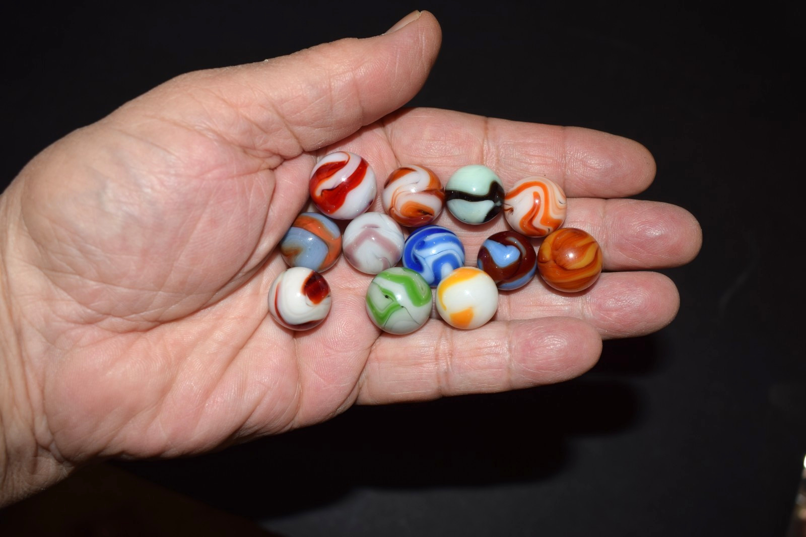 🧐👉Beautiful Lot of 12 Mixed West Virginia Swirls Marbles size .625″ MINT👈🧐