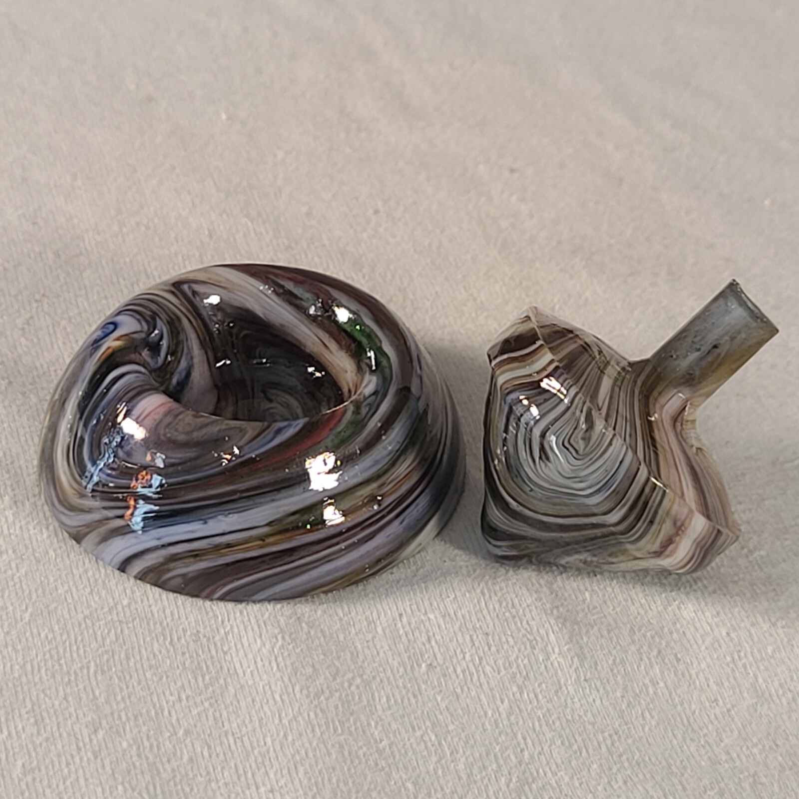 ANDY DAVIS, Glass Art Spinning Top & Base, Jabo Joker Run (?), #360F