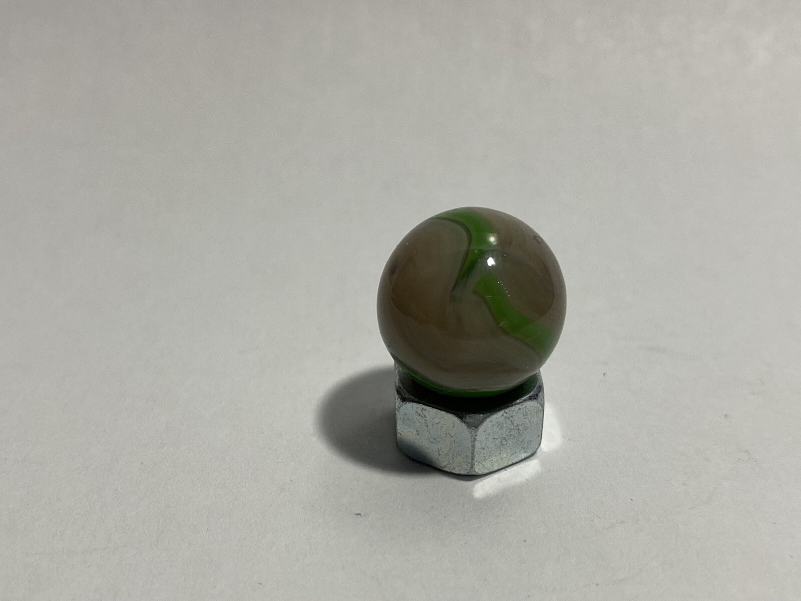 Vintage Agate Christensen Green & Brown Swirl 0.62″ Original Toy Glass Marble