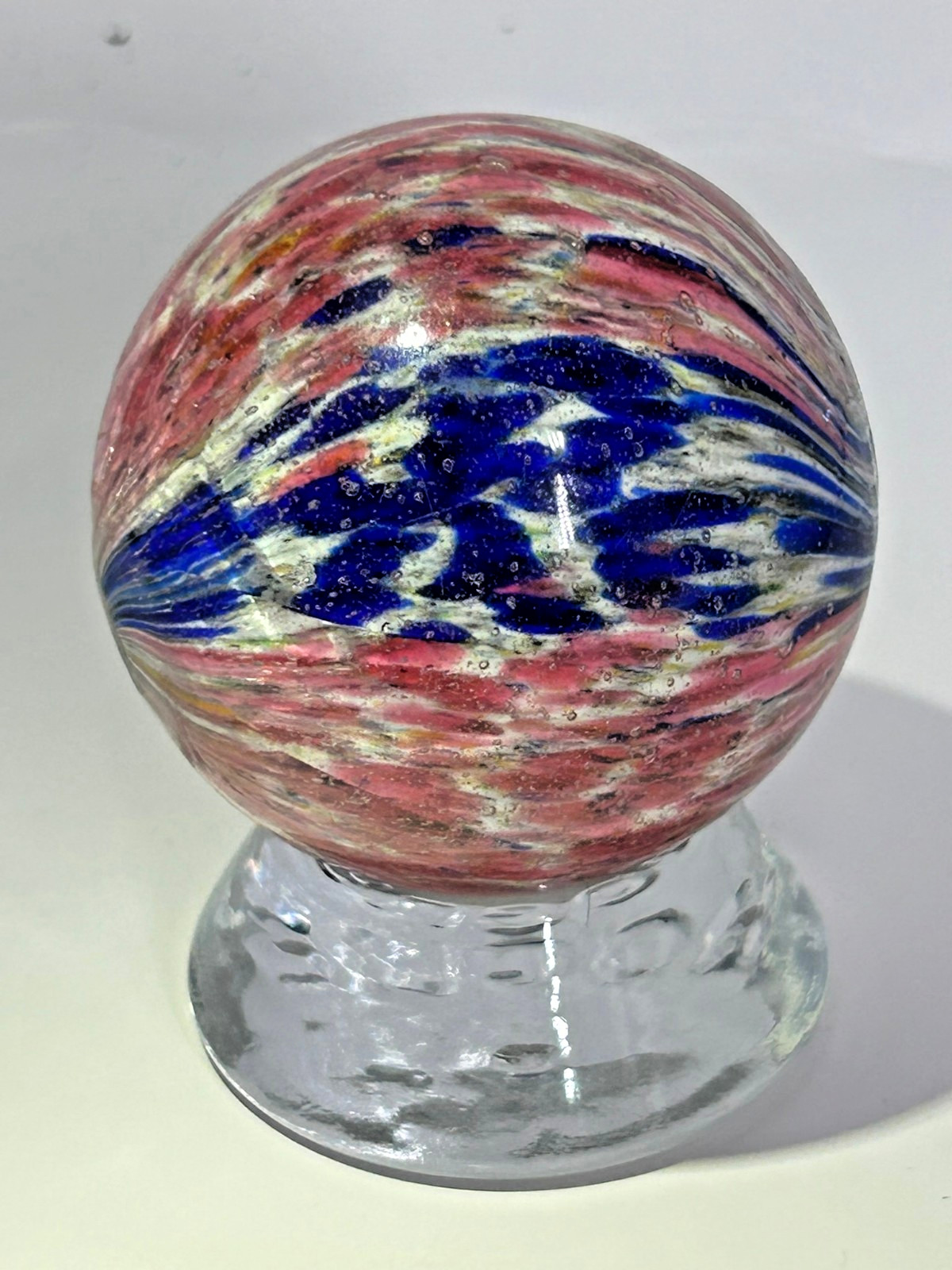 Antique German Handmade 4 Panel “flame” Onionskin Marble 1-25/32″ Mint E3.23