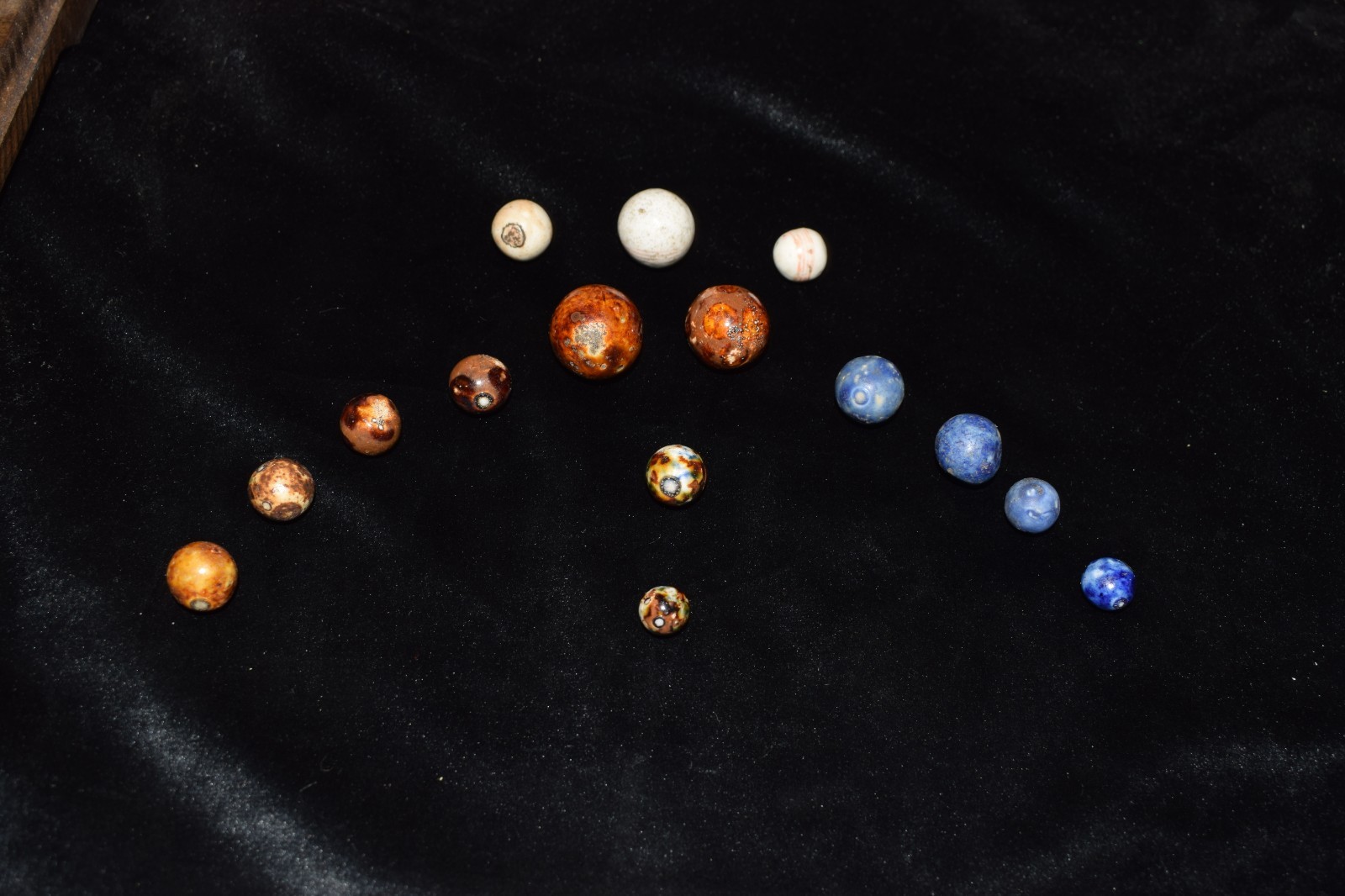 🧐👉Mixed Lot of 15 Antique German ⬛🟥🟨 Bennington crockery collector’s marbles