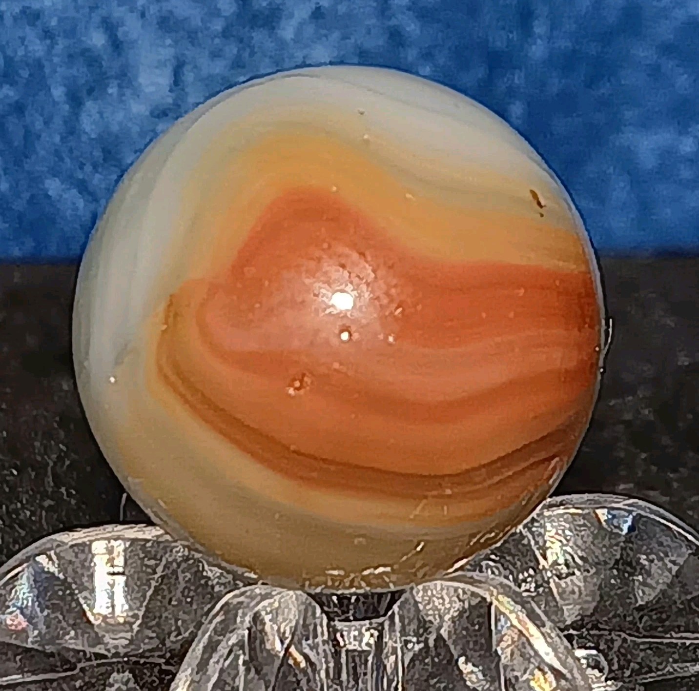 Vintage Marbles Vitro Agate Marble. Mint. 4 Phantom Conqueror Patch. Uv Active