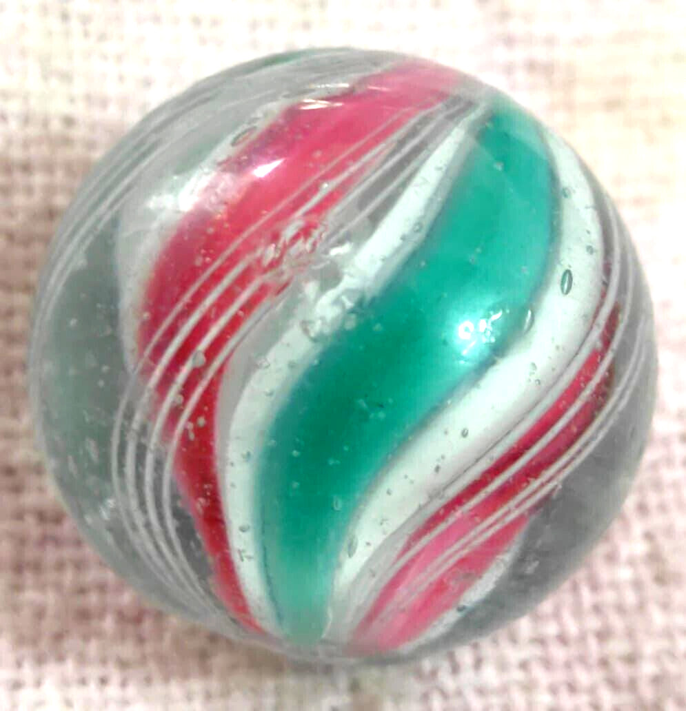 TOY MARBLE .72,4 divided ribbon core jelly 2 pink 2green with white cage threads