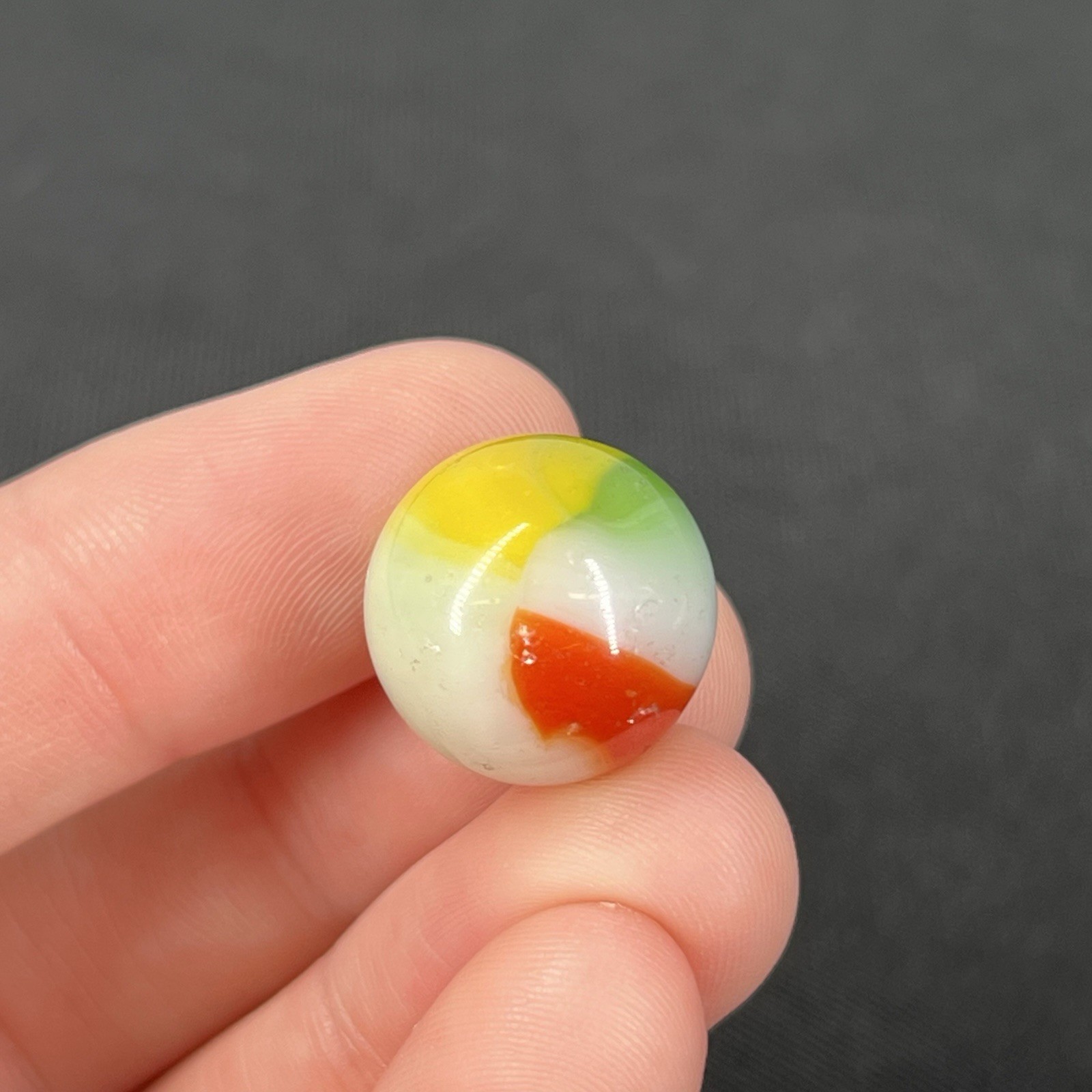 VTG Glass Marble Christensen Akro Peltier Vitro .6” Orange Yellow Green
