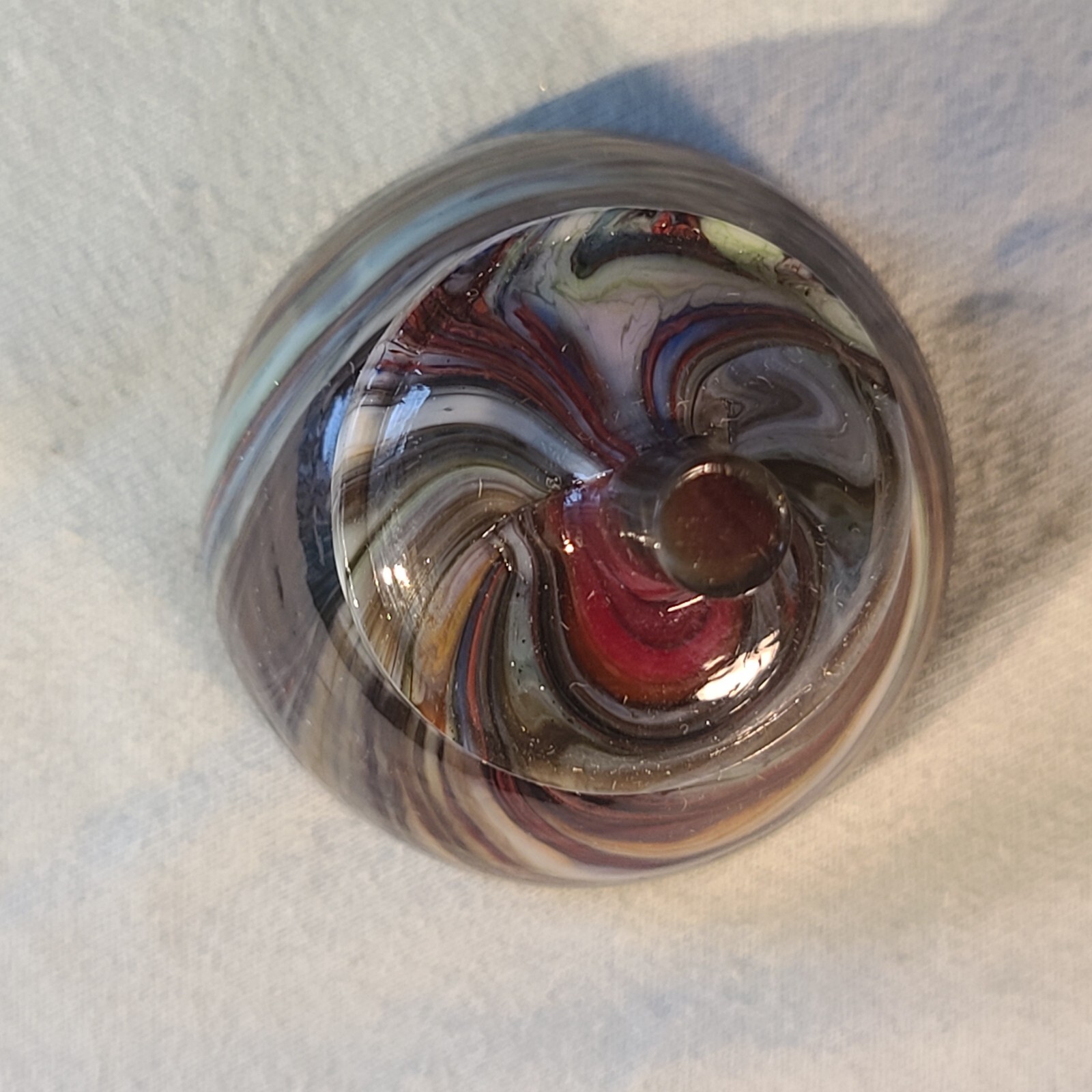 ANDY DAVIS, Glass Art Spinning Top & Base, Rainbow Run (?), #320L