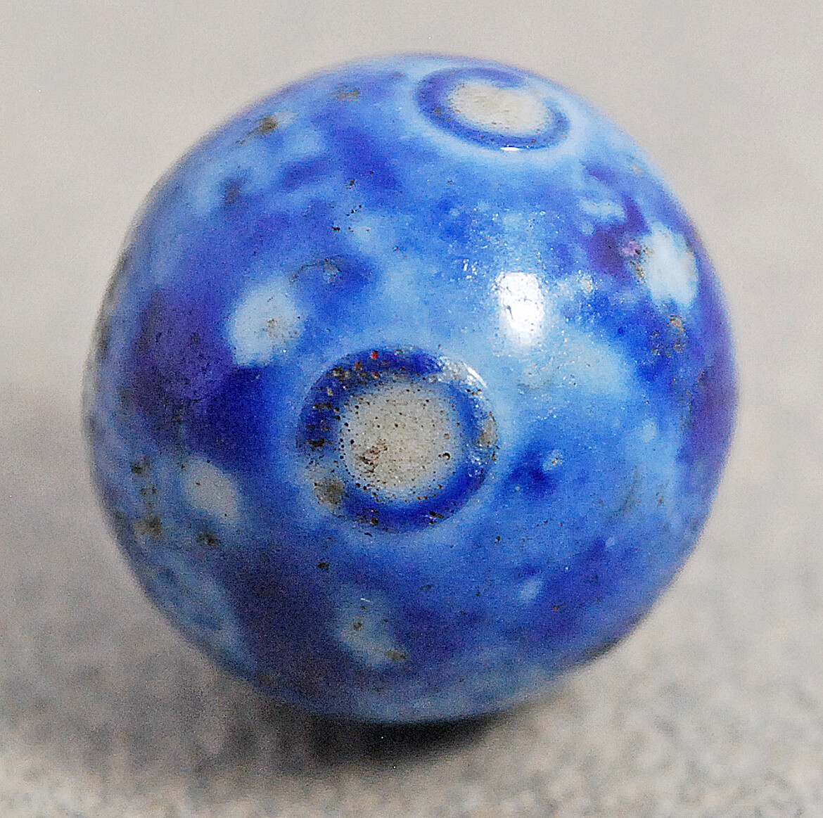 One Vintage Blue Stoneware Marble
