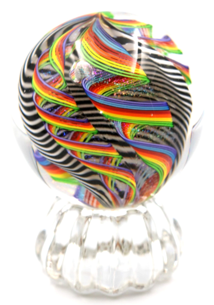 AWESOME Dichroic Cane JAMES ALLOWAY Art Glass SUPERNOVA Sphere Orb Marble 2.7″