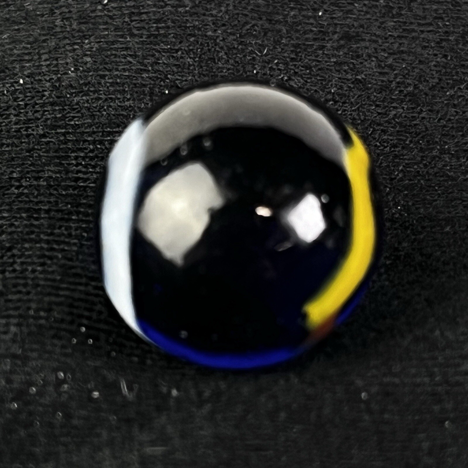 Vintage Akro Agate Peltier Art Swirl Glass Marble .64” Blue Yellow White Brown