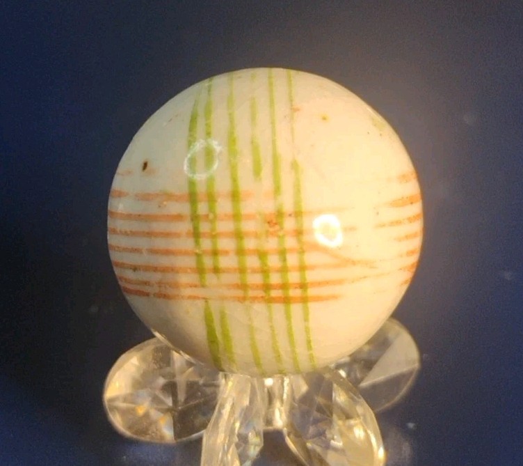 .90″ ANTIQUE MARBLES CROCKERY INTERSECTING LINES “BRIGHT COLORS”