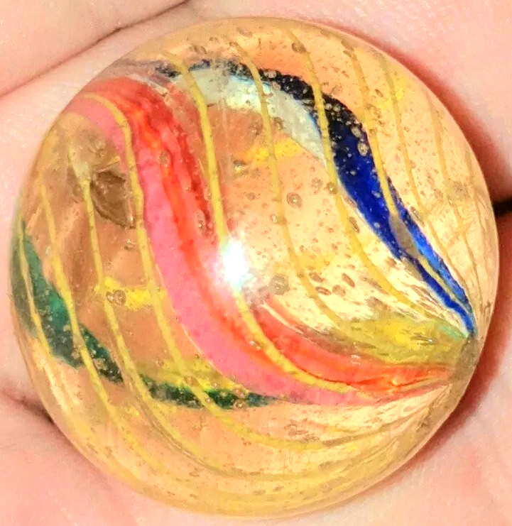 1 & 1/32″+ Precision Caged Divided Core German Handmade Antique Marbles MINT