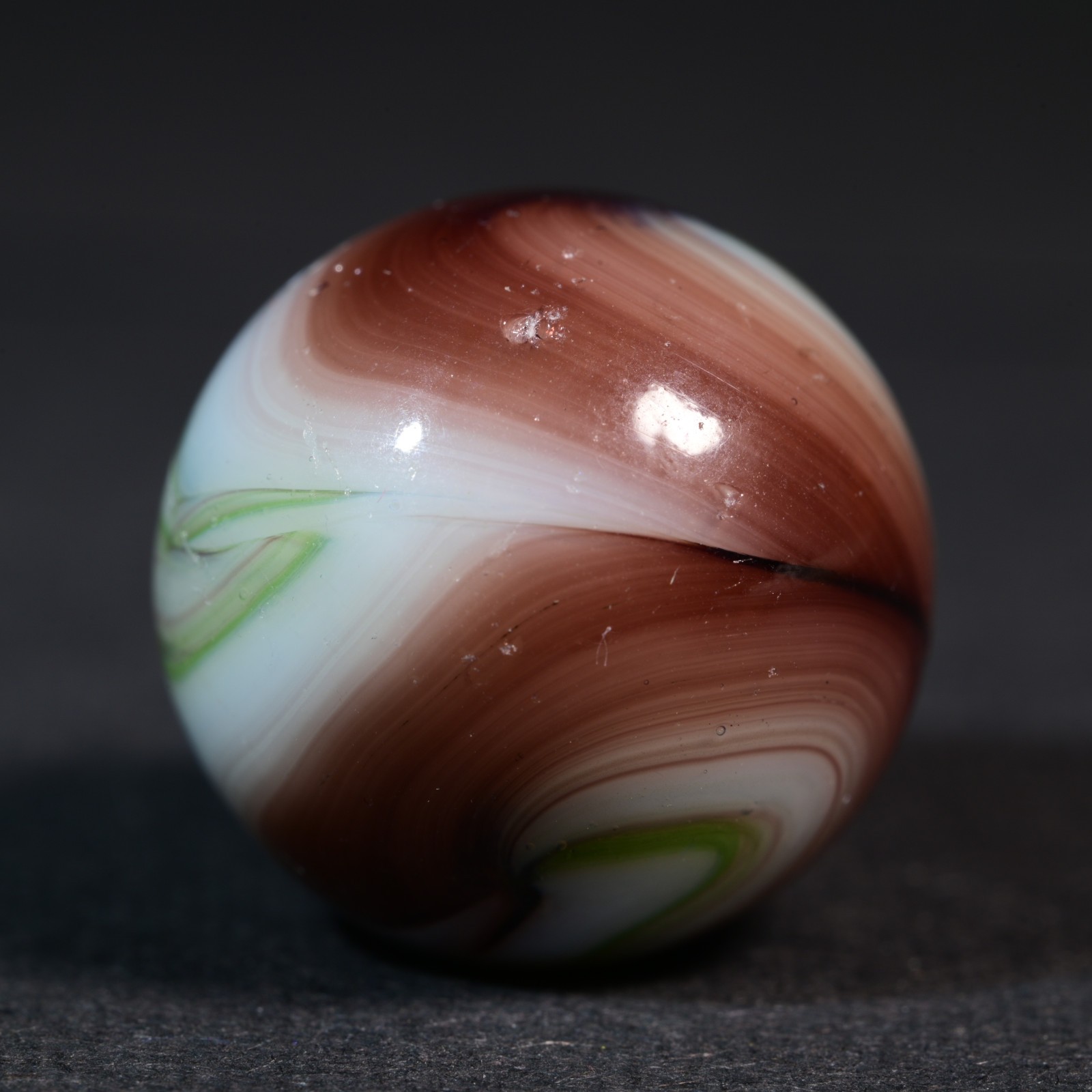 Veiligglas Opaque Vintage Marble 1960’s Olive & Earth Strata 16.1mm 5/8”