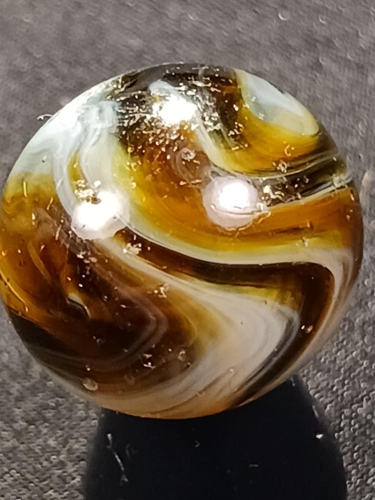 Akro Agate Peltier .61″ Honey Brown Slag Good Condition Serious Marble A203