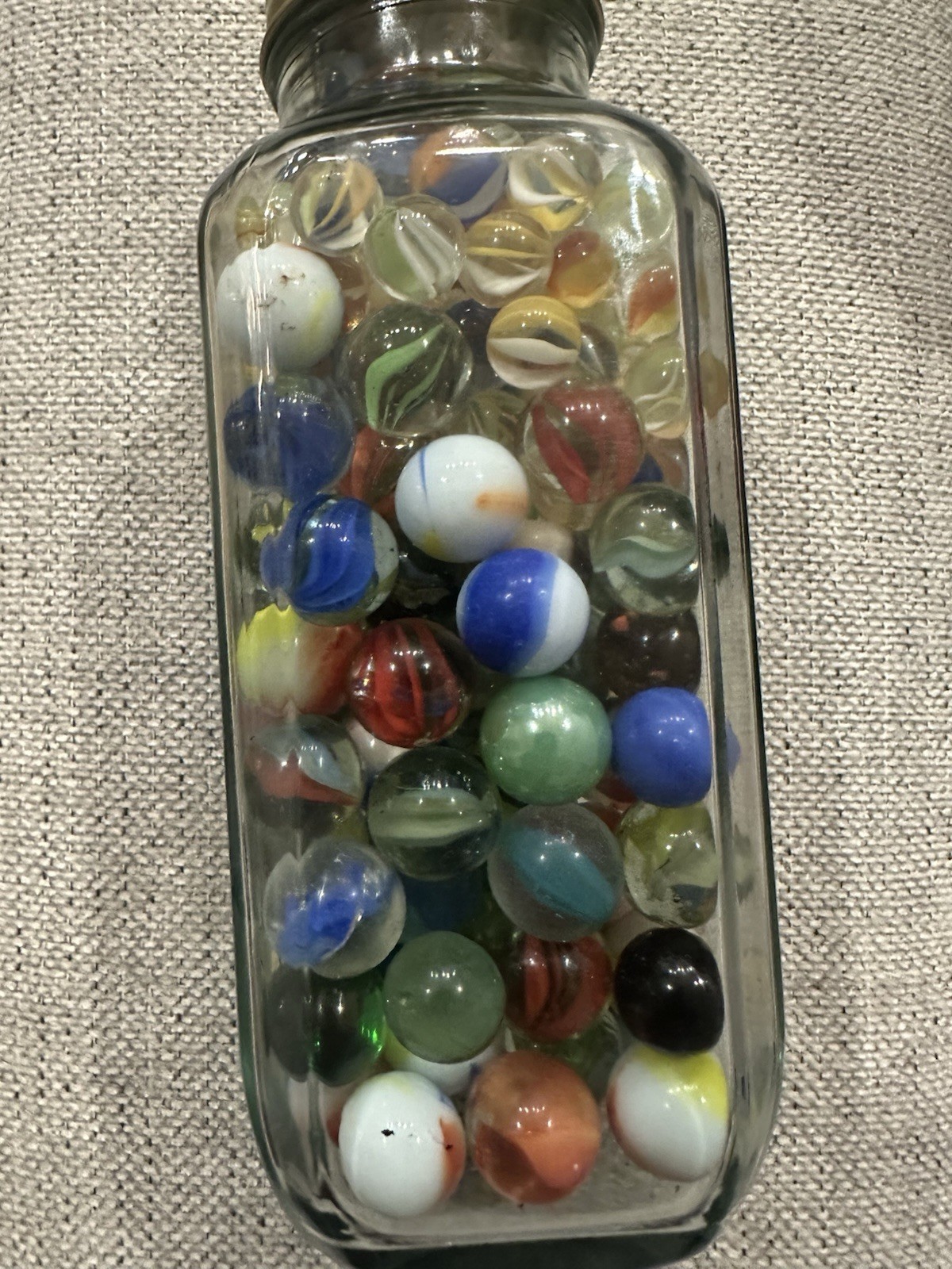 Vintage 60s Marbles Jar German /Mexican /Chinese And Pee Wee Marble Over 2lbs