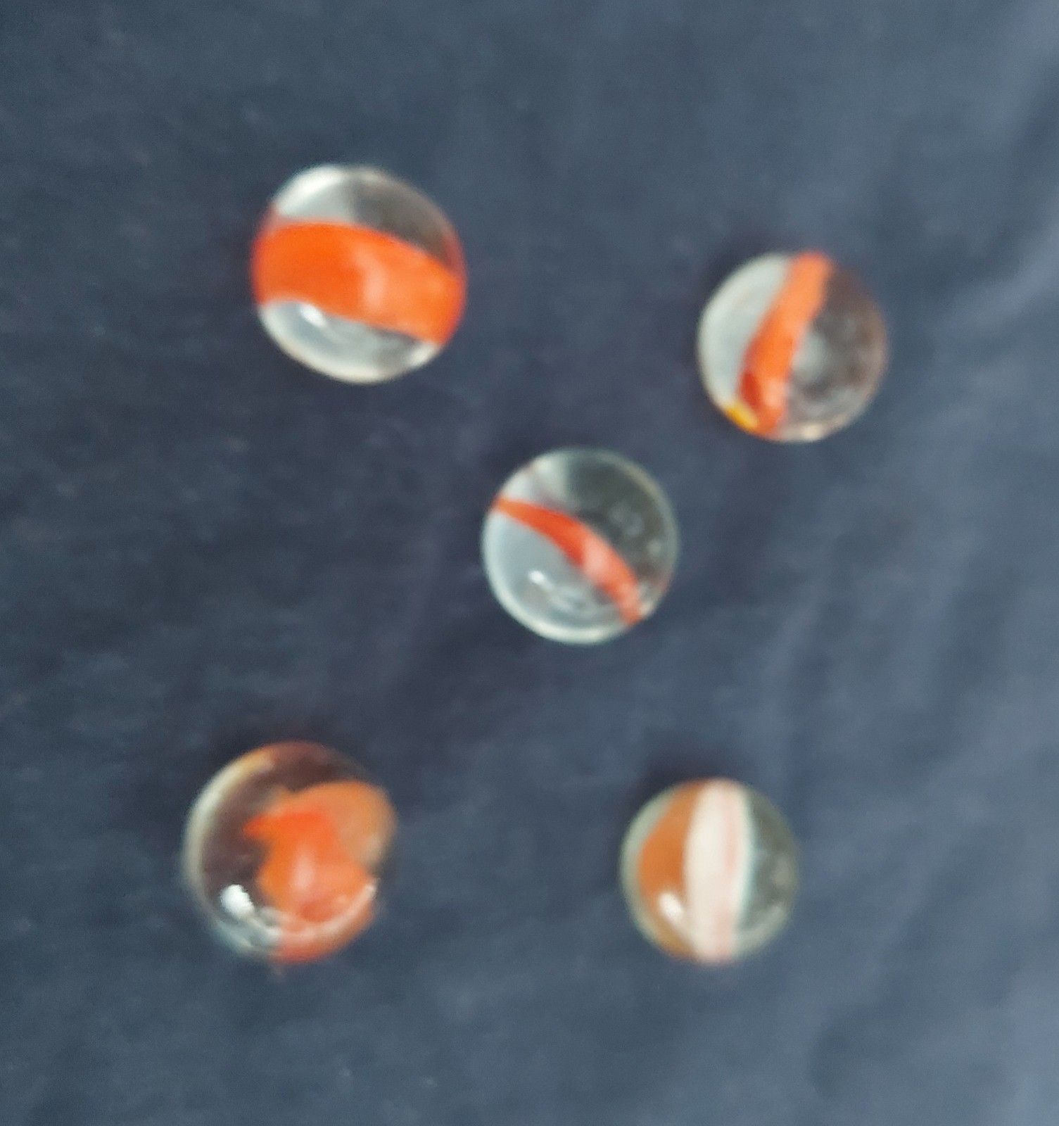 Vintage Orange Color Cat’s Eye Ribbon Glass Marbles 5/8″