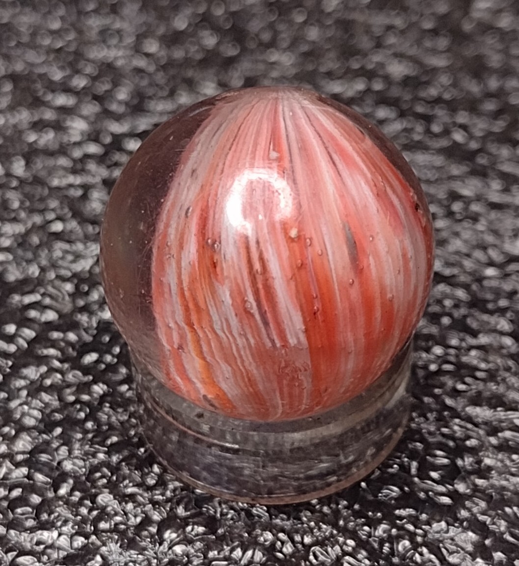 .70″ ✨☁️ SILVER MICA EOD Shrunken OnionSkin Swirl Antique Glass German Marbles