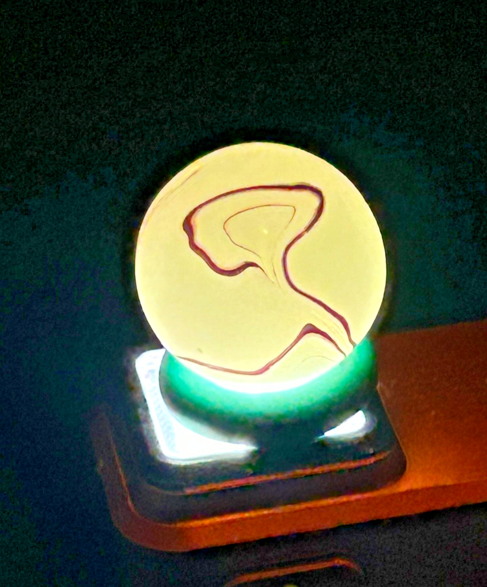 Vintage Akro Agate “The Thinker” Oxblood Red/White Swirl Marble .64″ Mint, #OB5
