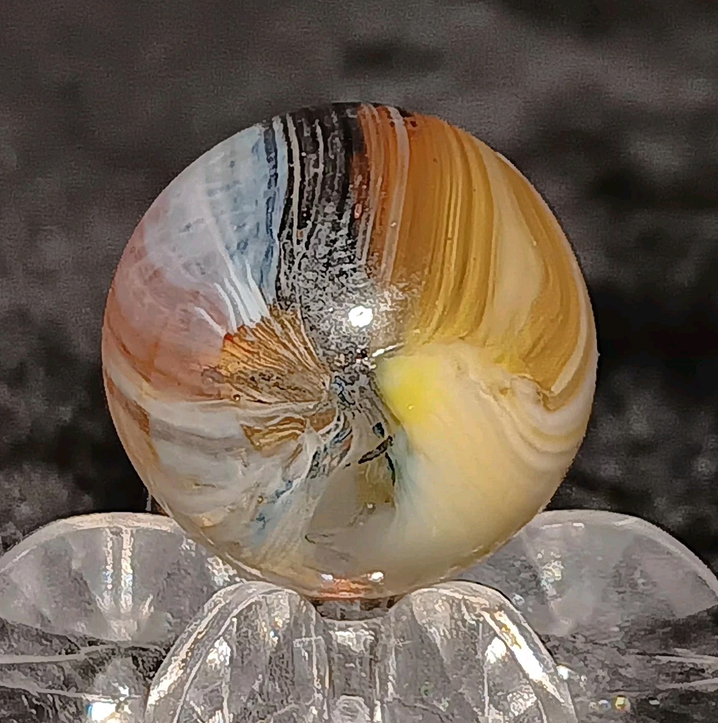 Vintage Master Marble / Master Glass “HYBRID BRUSHED PATCH” Marble. .60″ Mint.
