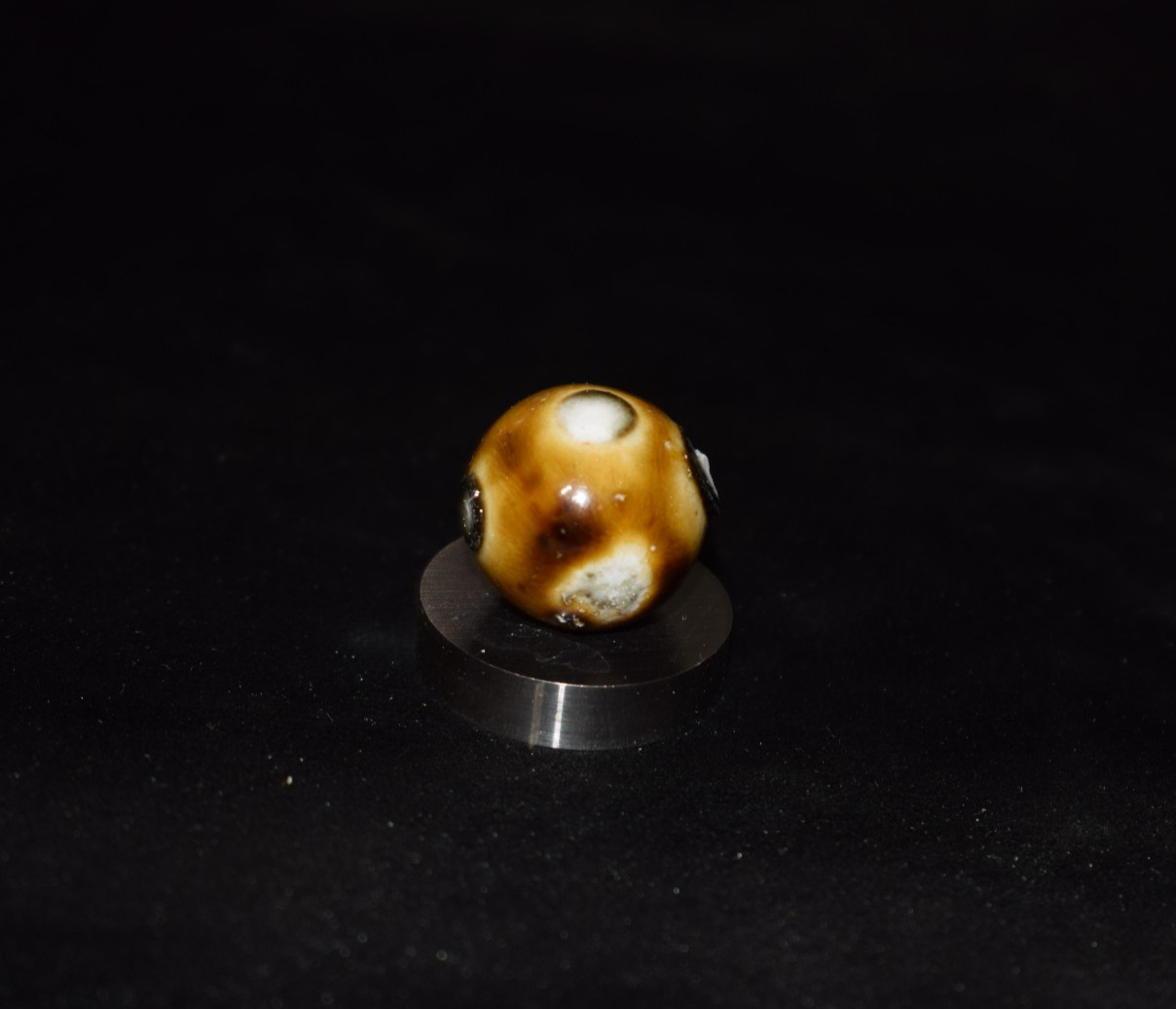 🦅➖⏩Antique German⬛🟥🟨 Bennington glazed clay marble size .796″=51/64″=20mm