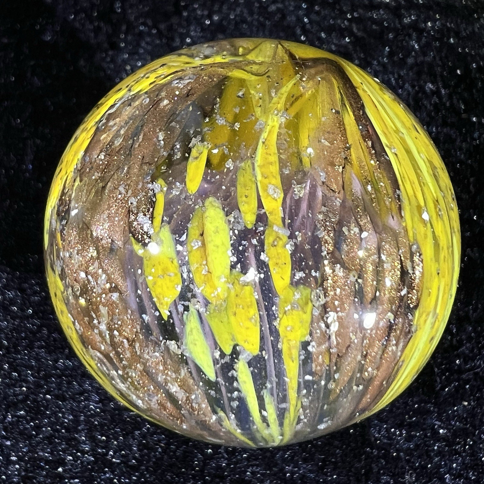 1 1/2” Chuck Stafford Furnace Aventurine / Mica Marble Signed CS