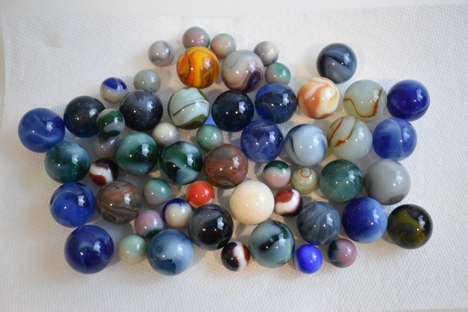 Lot of Random Vintage Antique Marbles Clay Glass Akro Alley Vitro 1lb 10oz