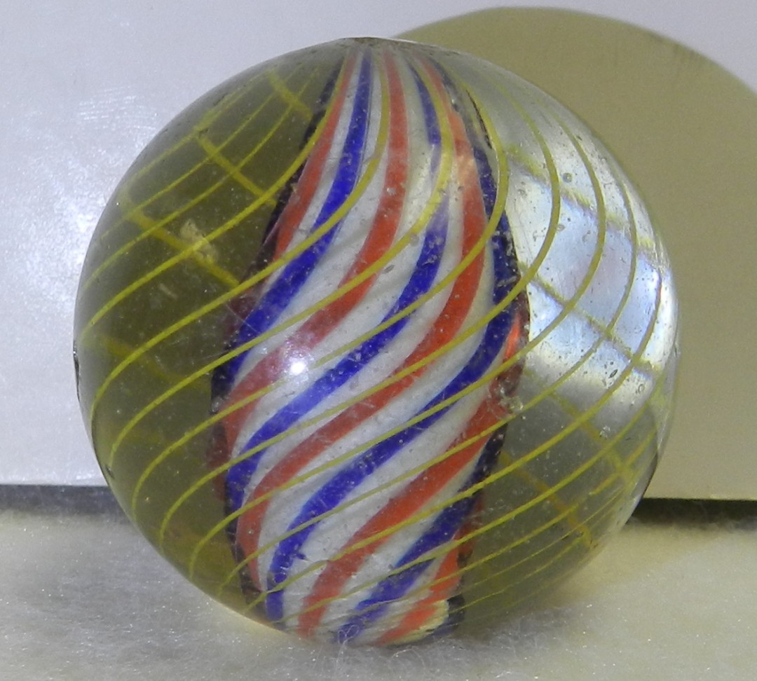 #20718m Large 1.42 In Vintage German Handmade Caged Solid Core Swirl Marble