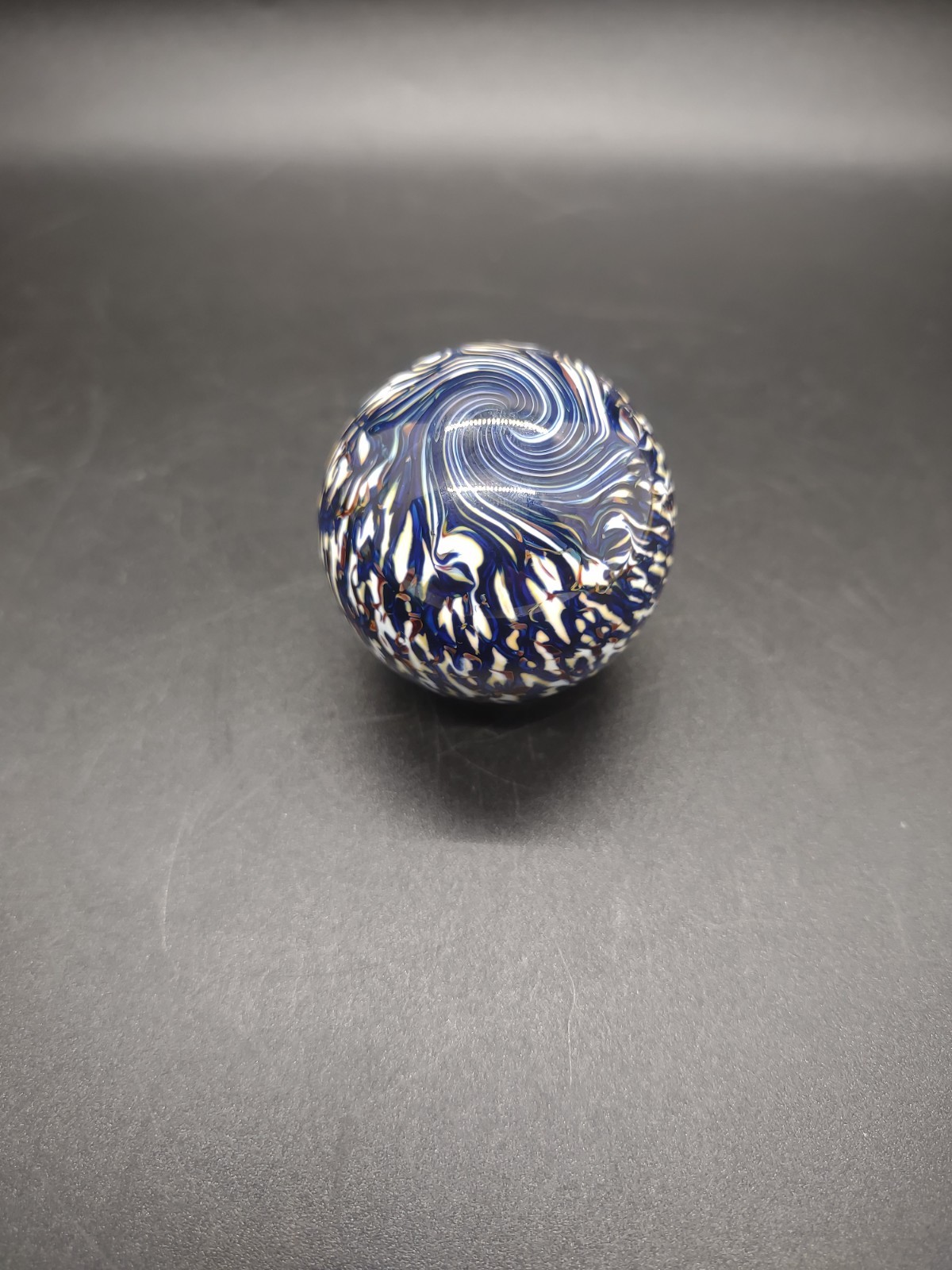 Hand Blown Art Glass Swirled Eye Marble Blue Swirl 1.5