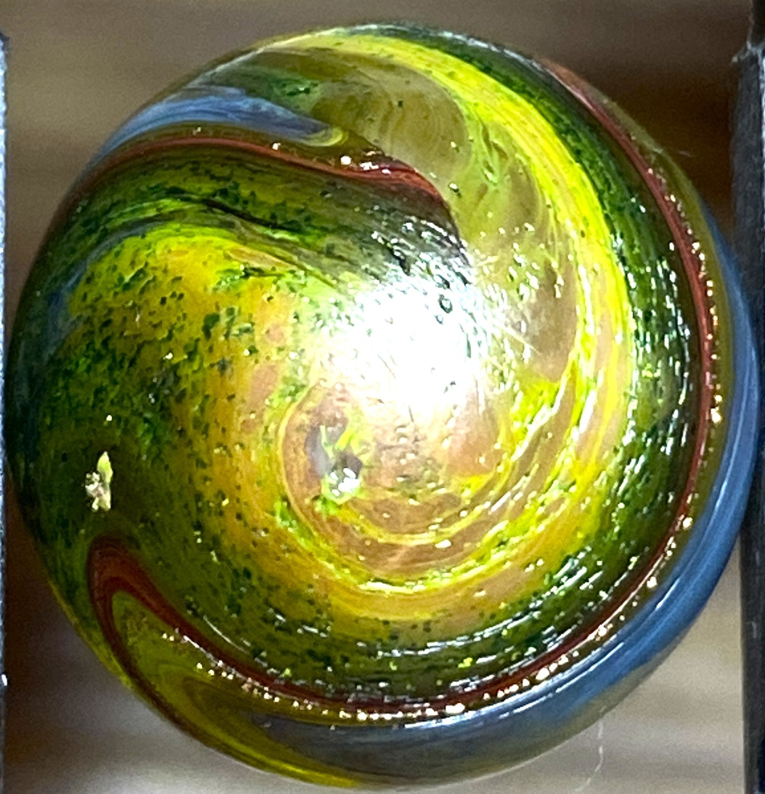 DAS/JABO INTERESTING THIN-LINED RAMSHEAD AVENTURINE SWIRLED SHOOTER .68″ M860