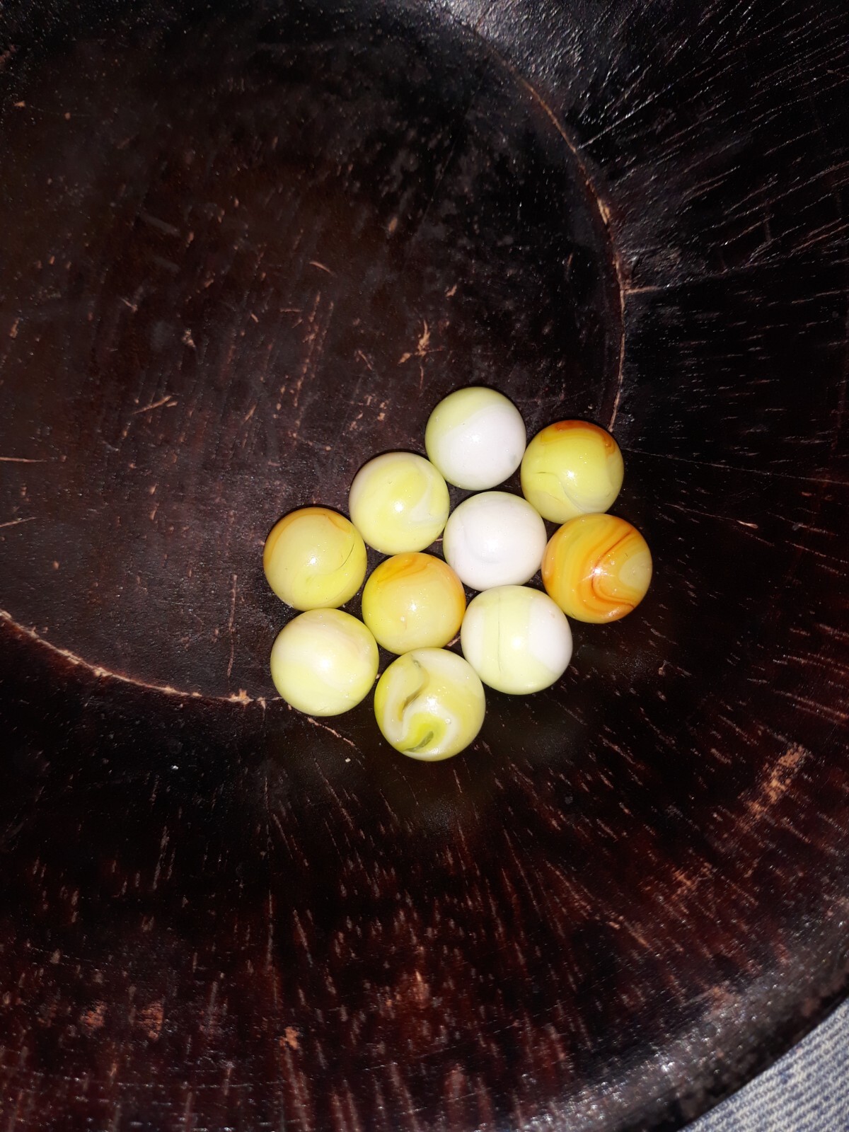 Lot of 10 Jabo Florescent Cadmium UV Reactive Glass Marbles Ultraviolet Glow 5/8