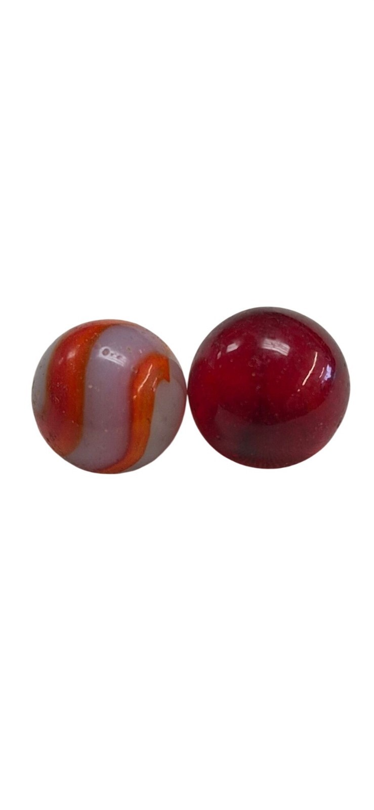 Vintage Glass Marbles – Red Single-Color & Swirl Pattern Collectibles