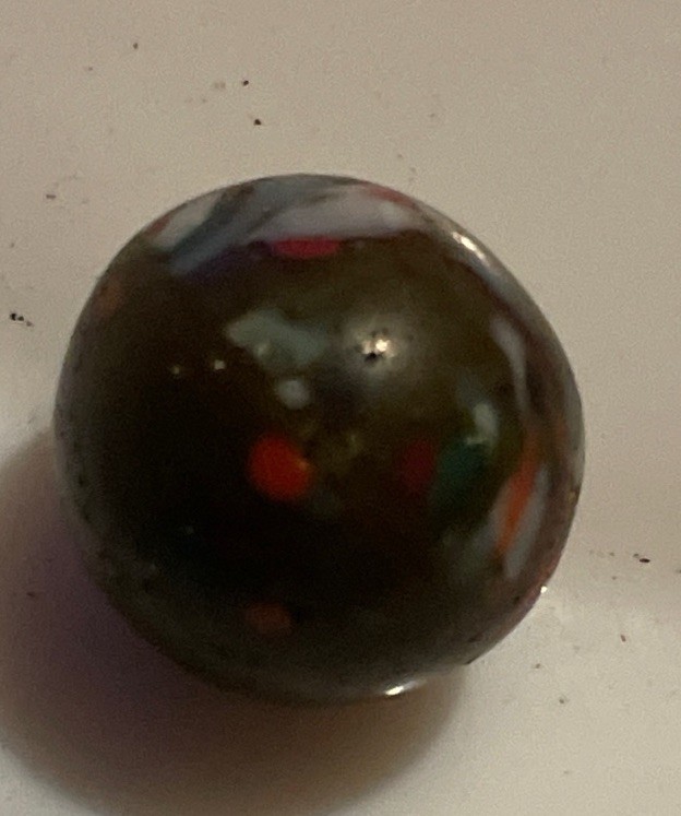 Antique German Handmade End of Day Glass Marble – Multicolored Frit Pontil