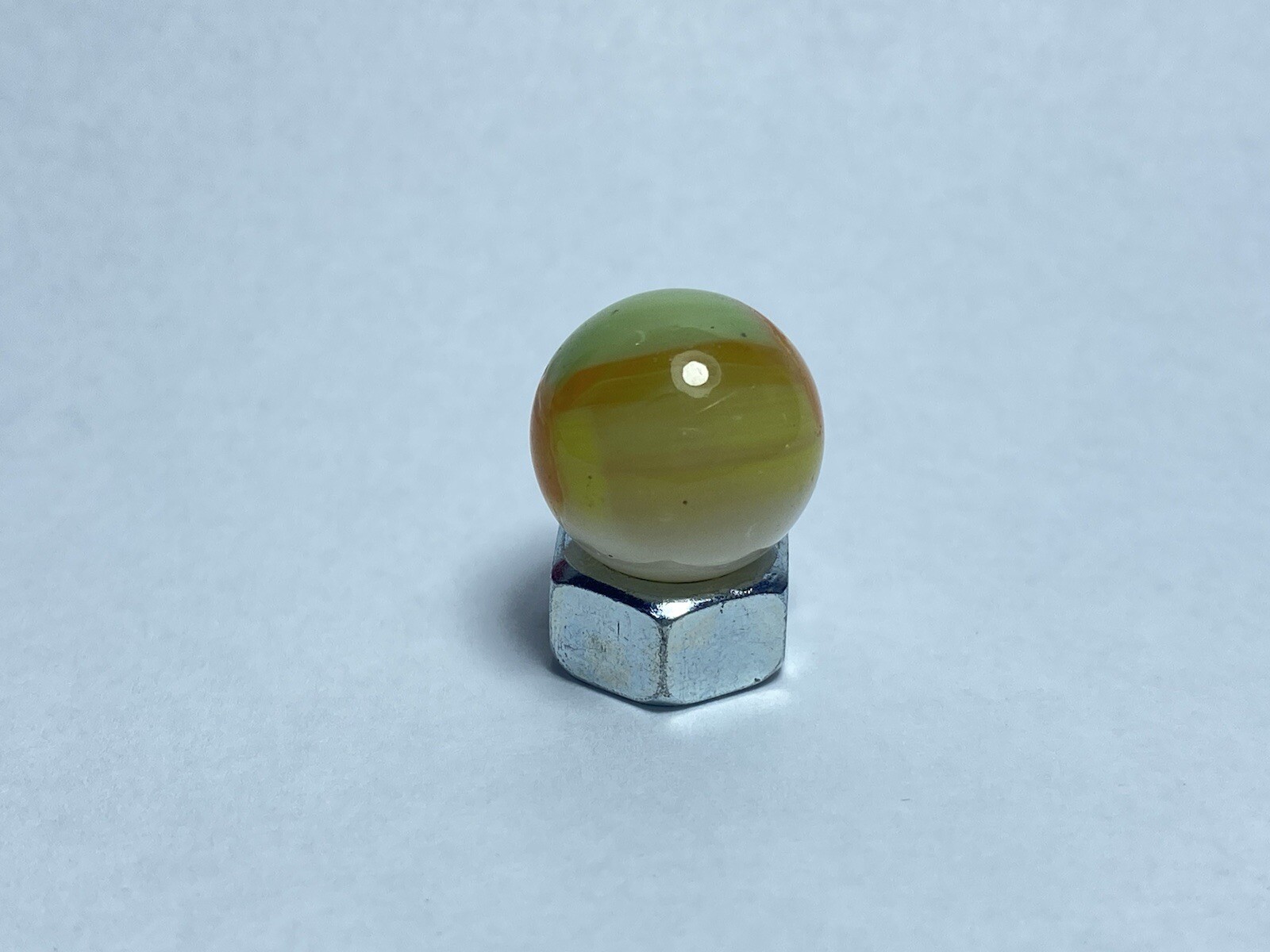 Vintage Master Marbles Green Orange Yellow & White Patch 0.60″ Toy Glass Marble