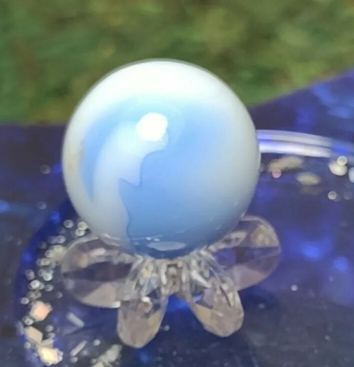 Lovely☁️ ROBIN BLUE Glass Alley or WV Style Swirl MYSTERY Vintage Marbles .61″
