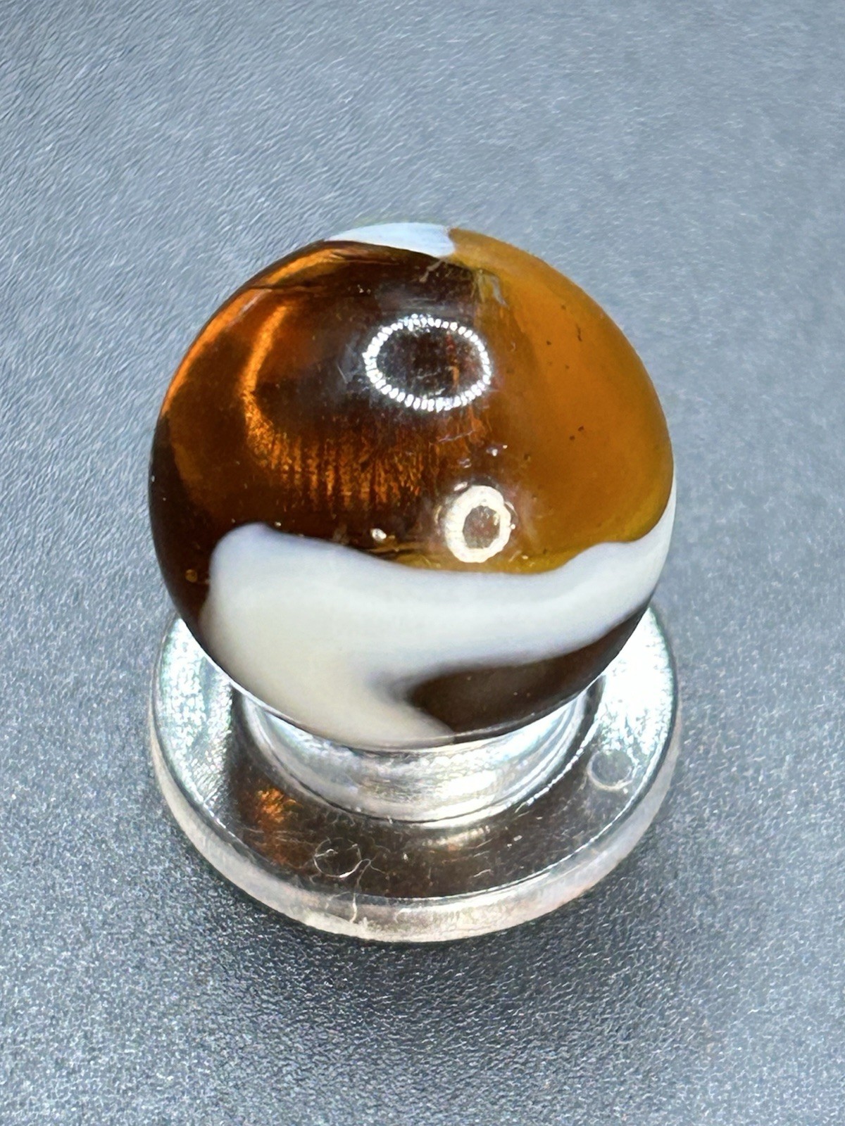 Vintage Classic Akro Agate Golden Amber Snake Spiral Marble 0.709”