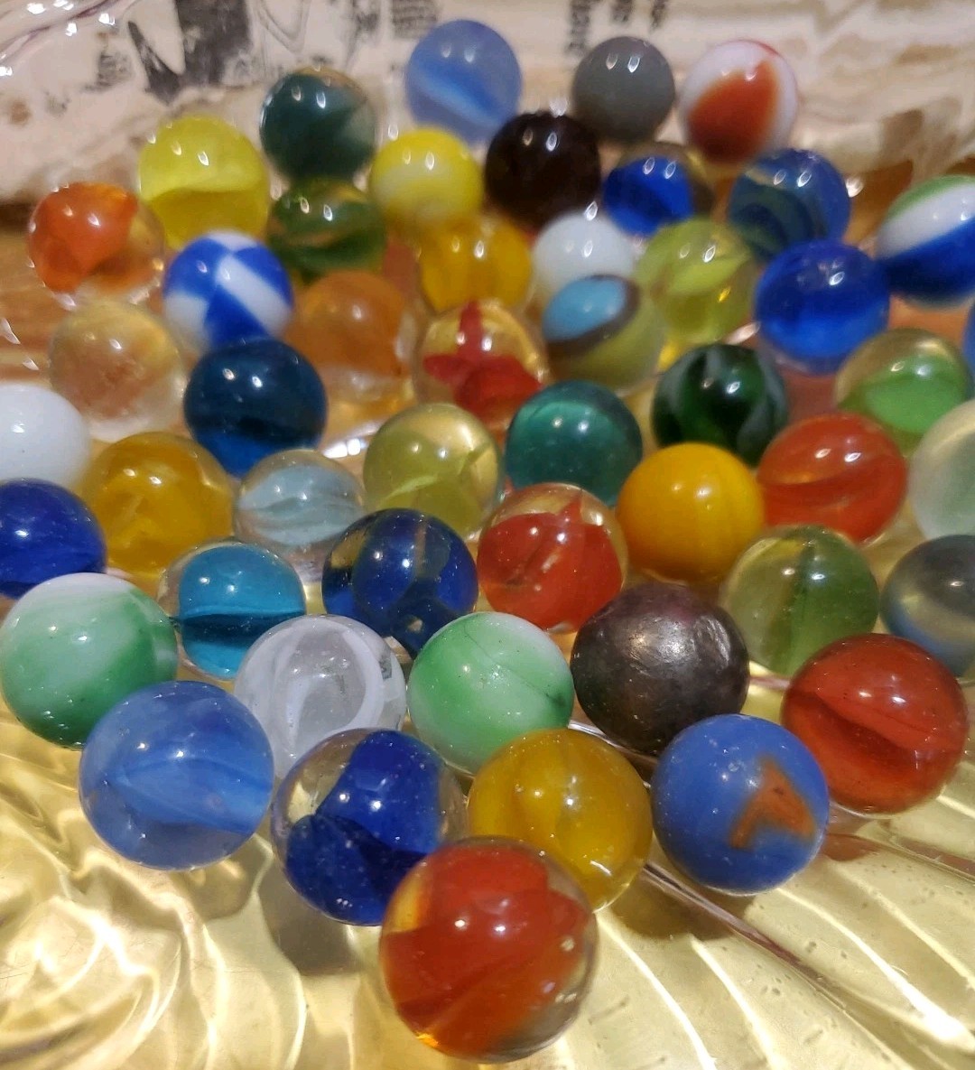 VTG Akro Vitro Style Marble Lot 50pc Catseye Shooter Steelie Mayflower Bag
