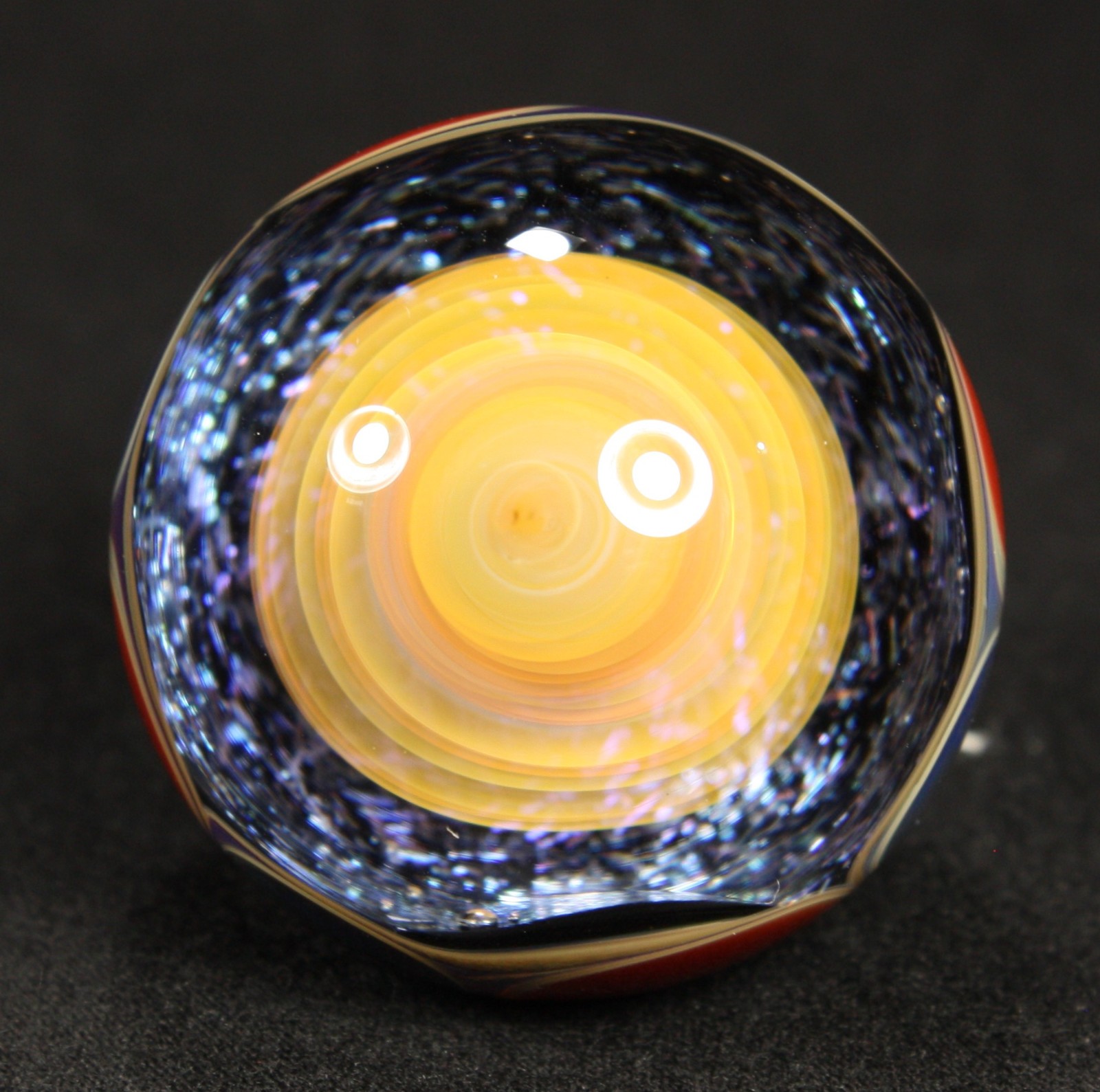 Juba Glass Handmade Marble 1.50″ Boro Lampwork Art 24K Gold and Silver Fume