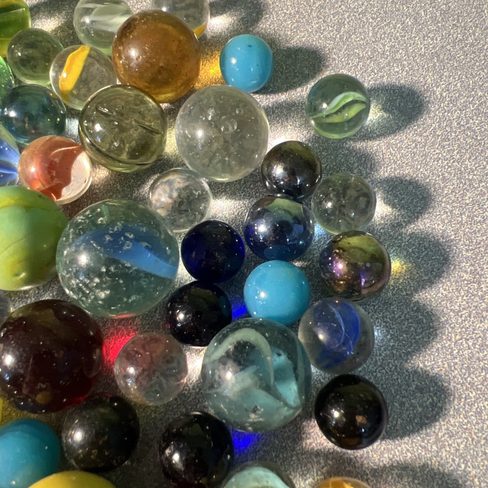 Lot of 70+ Mix of Makers Vintage Glass Marbles Hand Made Cat Eye Not Sorted