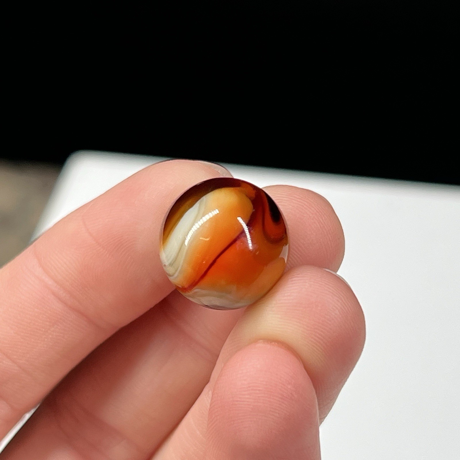Vintage Glass Swirl Marble Akro Vitro Peltier Christensen .63” Groovy Orange