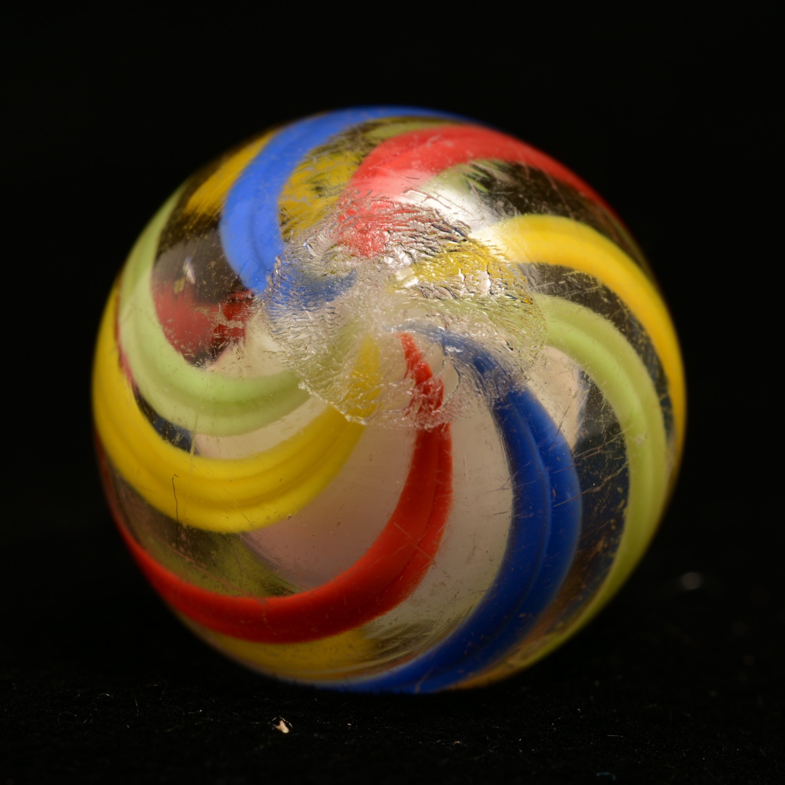 Solid Core German Handmade Antique Marble Primary Pinwheel Style 17.5mm 11/16”