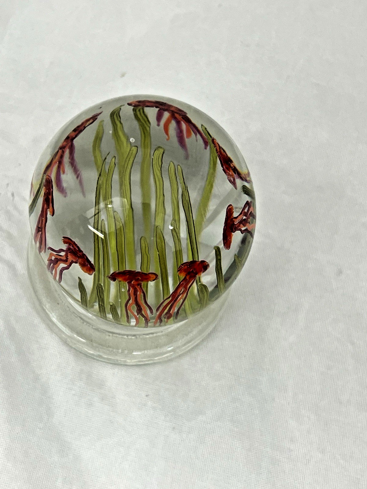 John Gilvey Art Glass Marble with Jellyfish