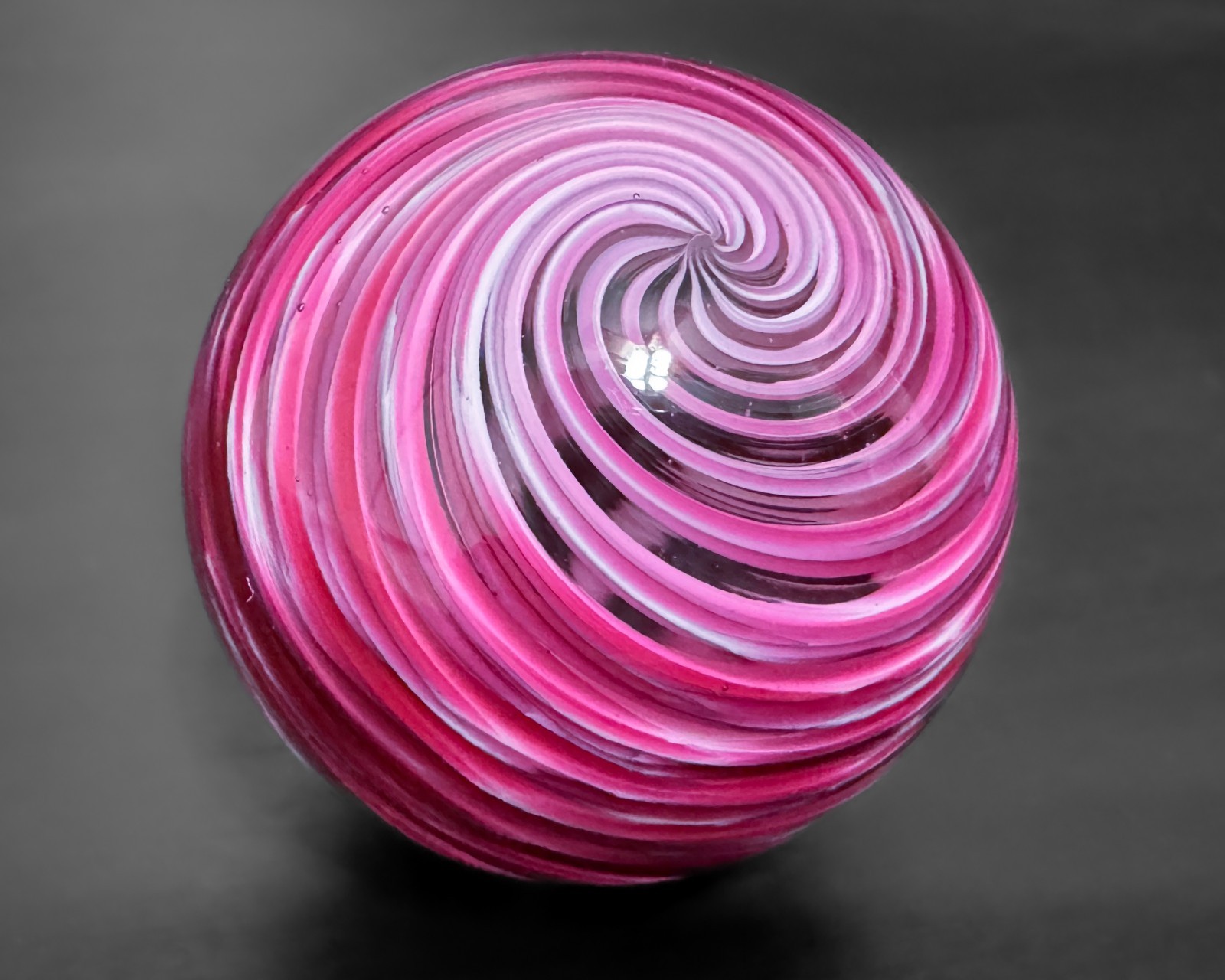 Steve Davis 1.5″ Pink Swirl Handmade Contemporary Handblown Art Glass Marble