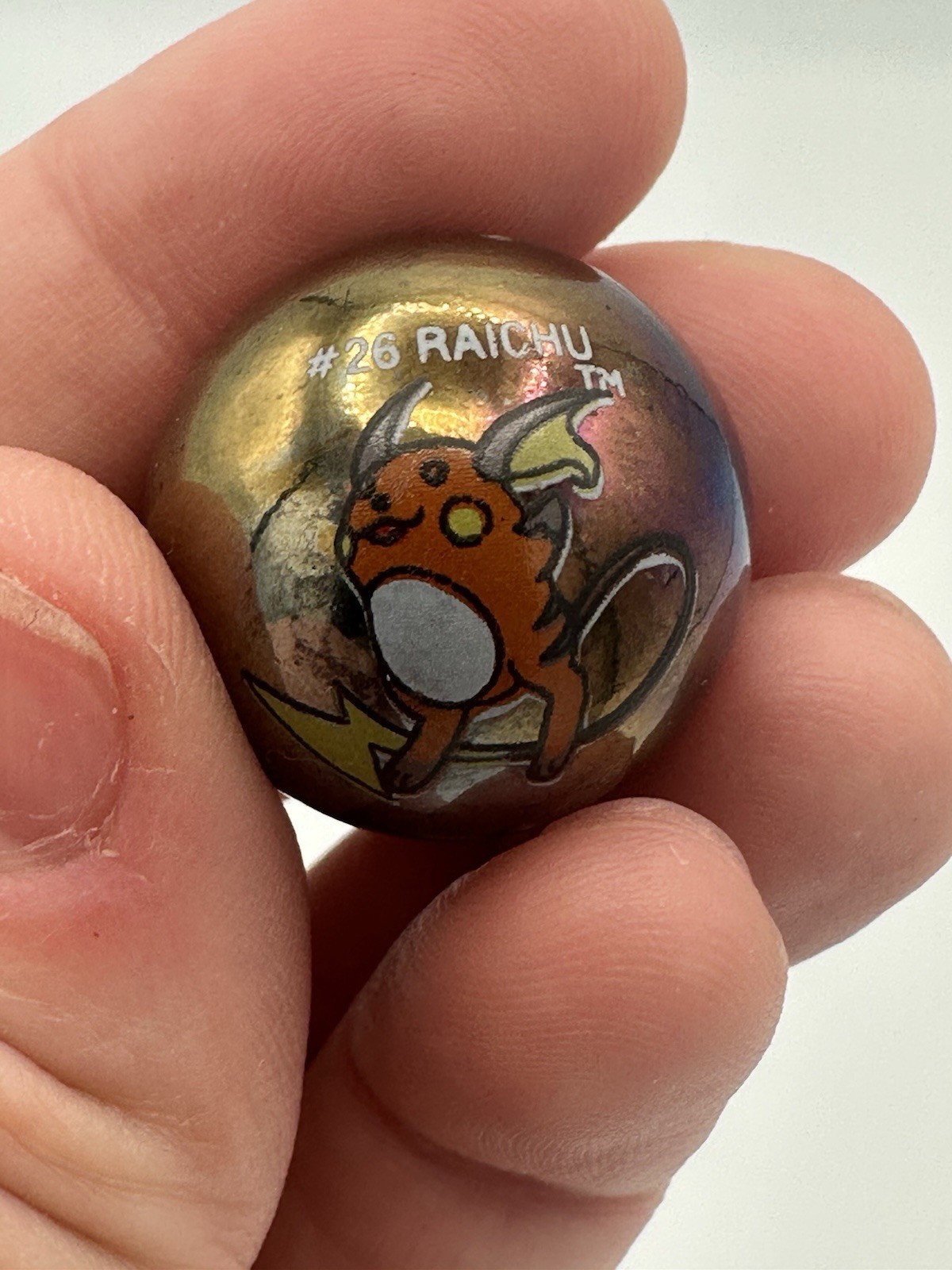 Pokémon Raichu #26 Glass Toy Marble, Machine Made Character Marble
