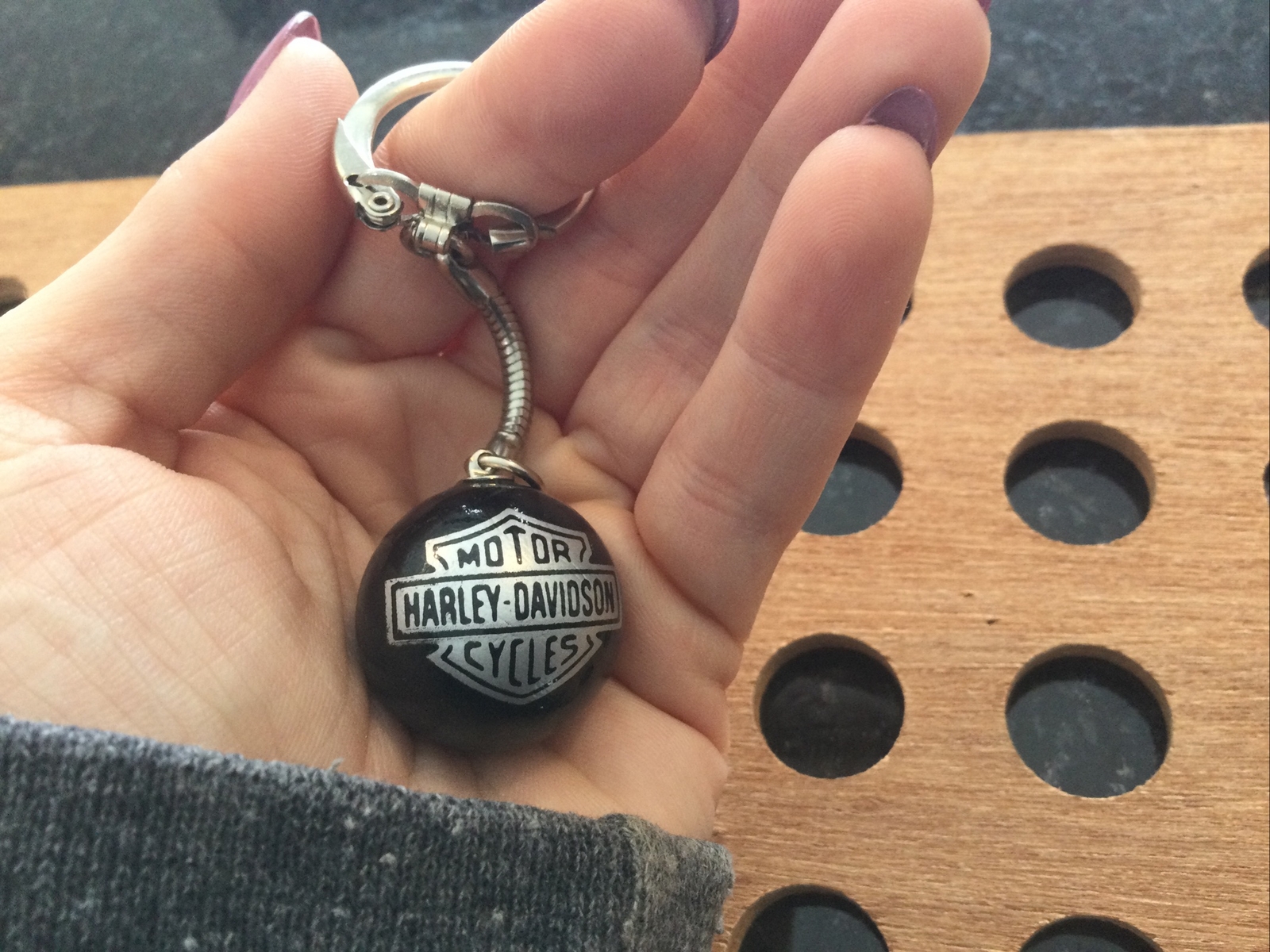 Vintage | “Harley Davison Motorcycles” | Black & Silver | Marble Keychain