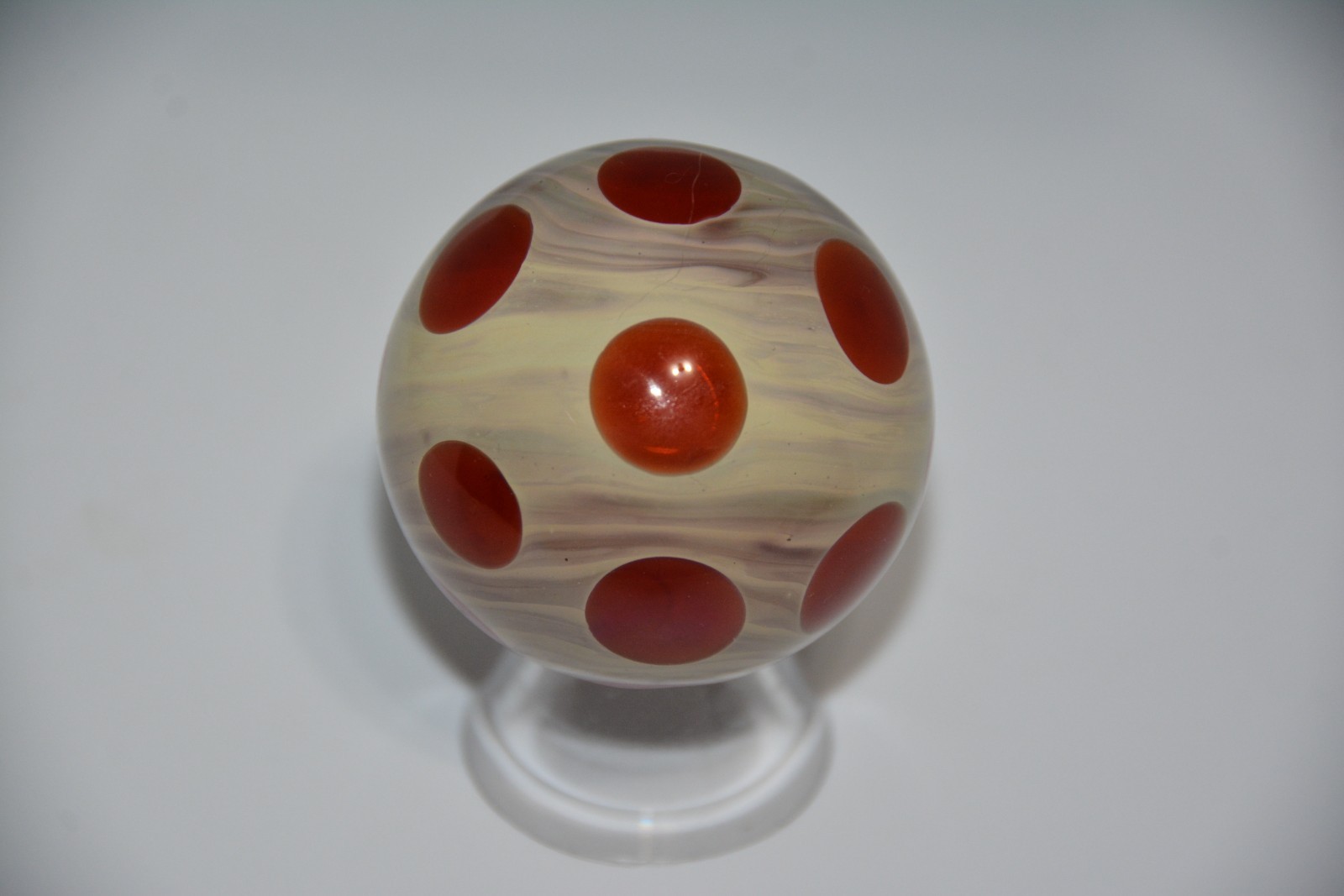 Contemporary art glass handmade borosilicate marble 1.814 inches tall