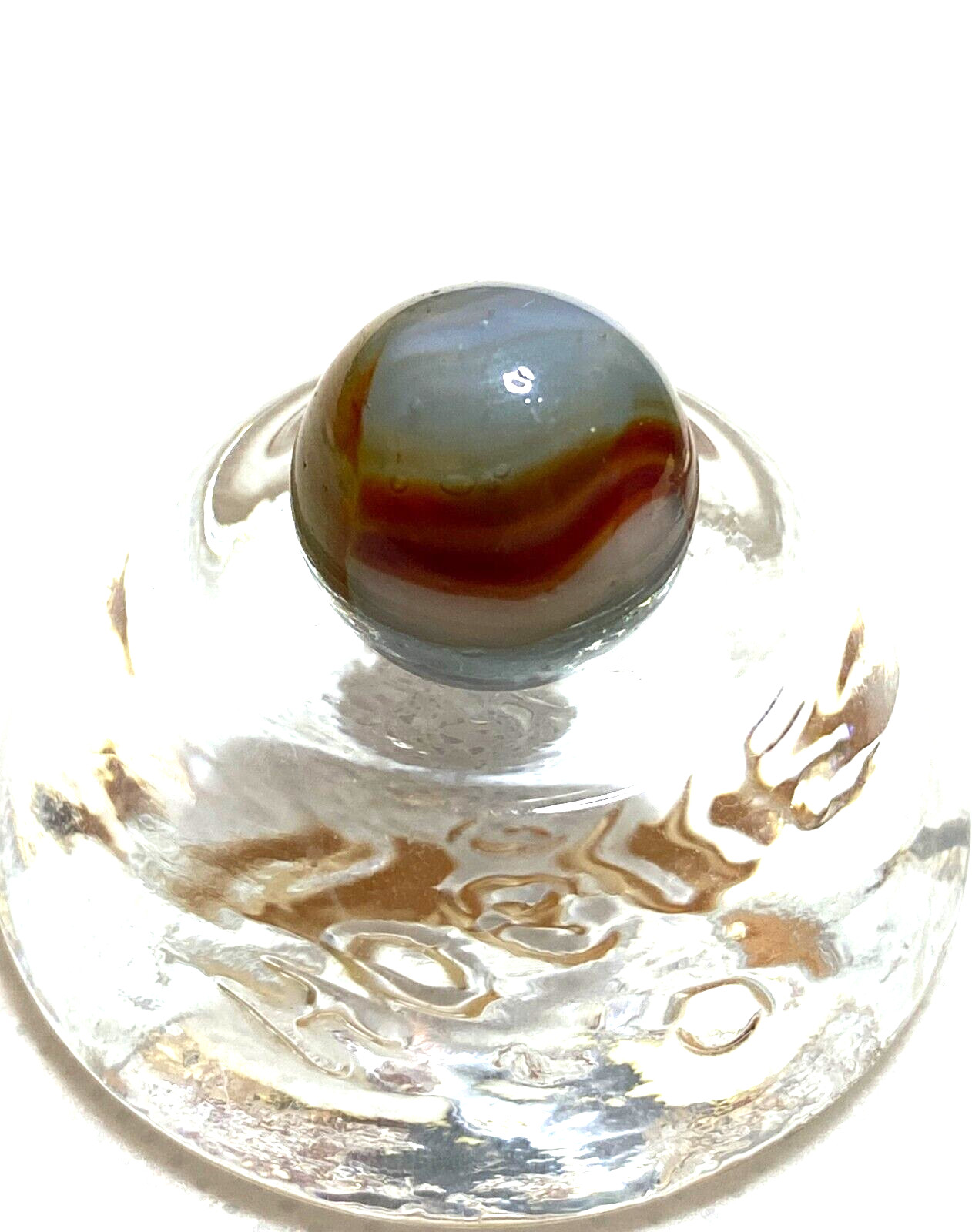 CLEAR BASE TRILIGHT BUTTERMILK VITRO AGATE OXBLOOD .59″ NM + – BLOW-HOLES MF27