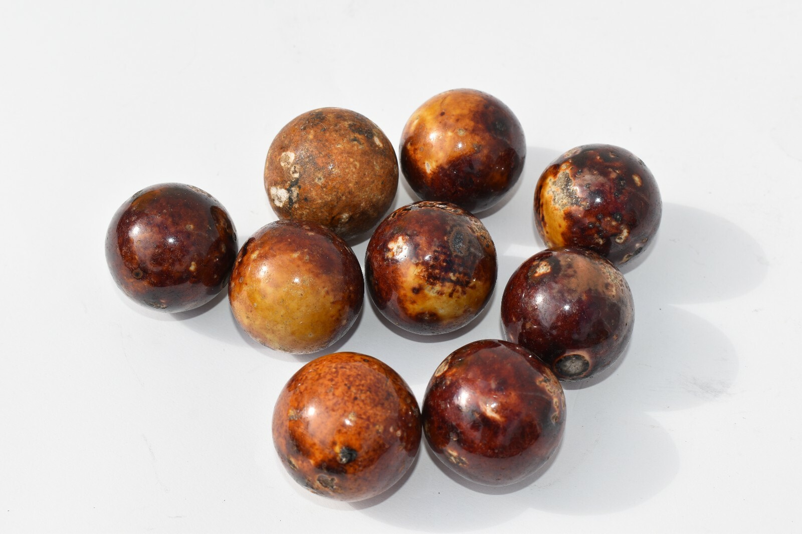 LOT OF 9 ANTIQUE CLAY GERMAN BENNINGTON MARBLES