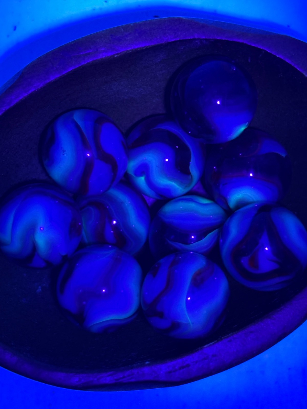 6x 3/4″ Jabo Classics Shooter Lot Blue, Dark Blue UV Reactive