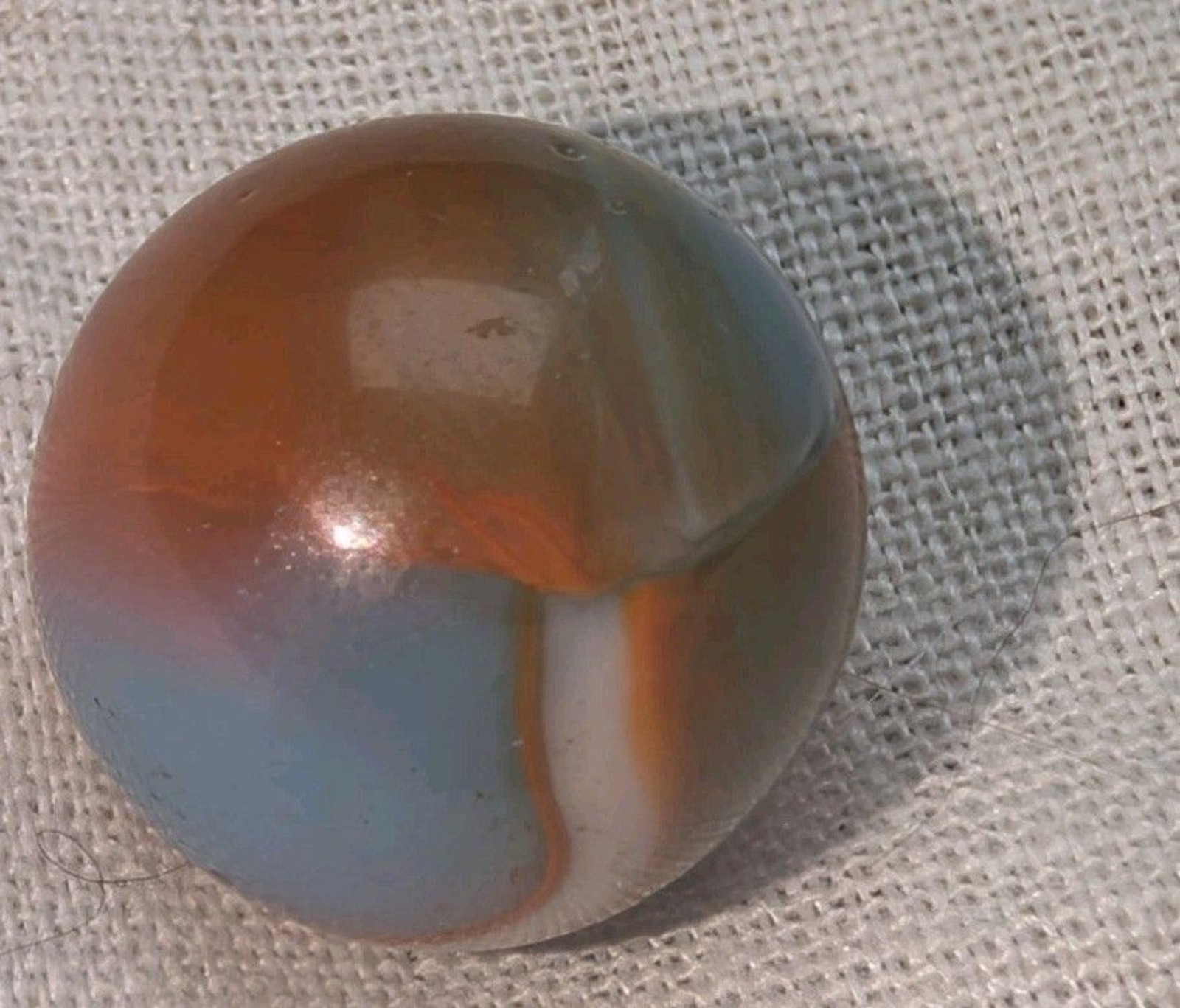 Vintage Peltier NLR Marble .59” Blue White Orange Swirl National Line Rainbo